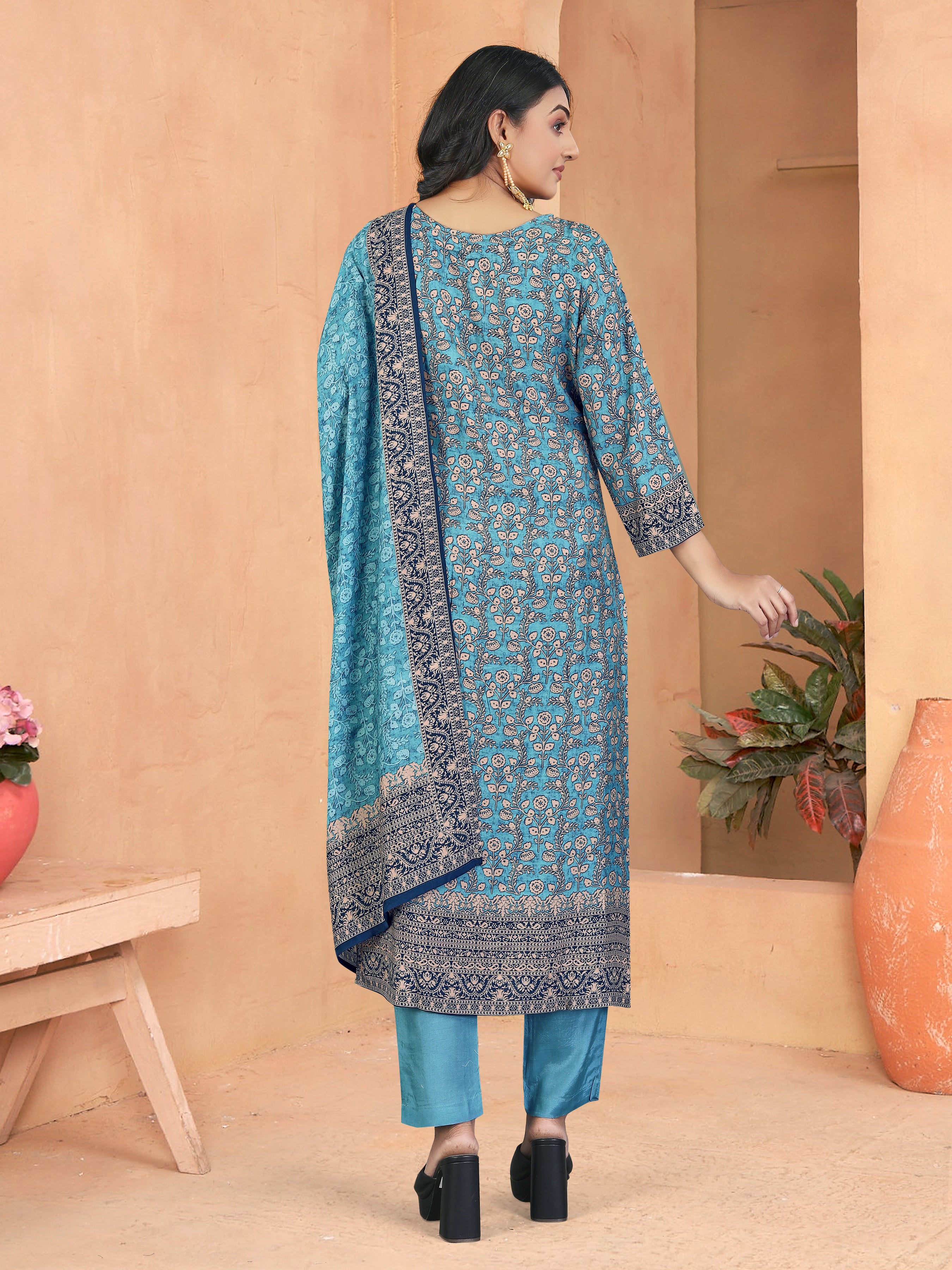 Blue Pure Masleen 3 Pcs Suit