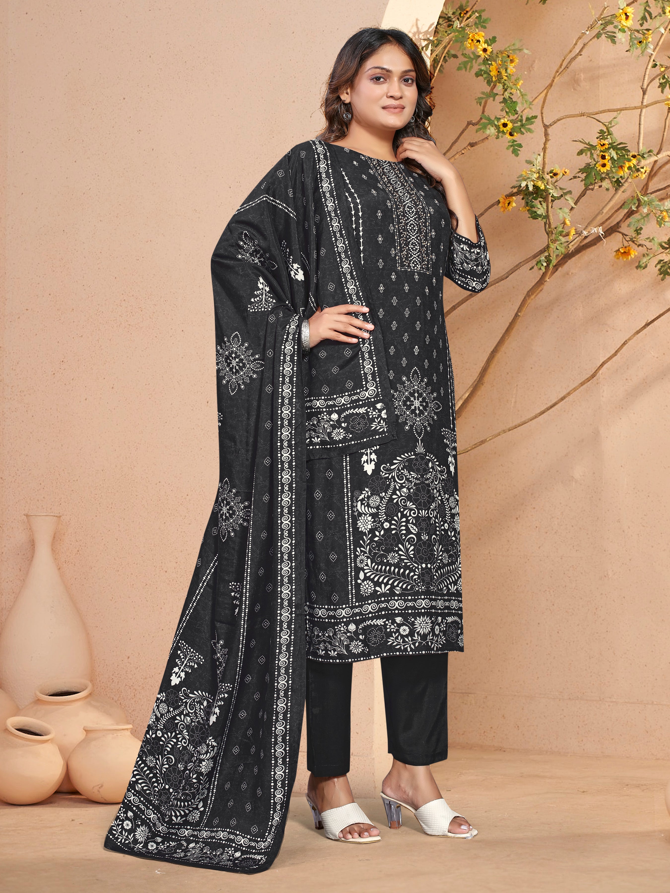 Black Pure Masleen 3 Pcs Suit