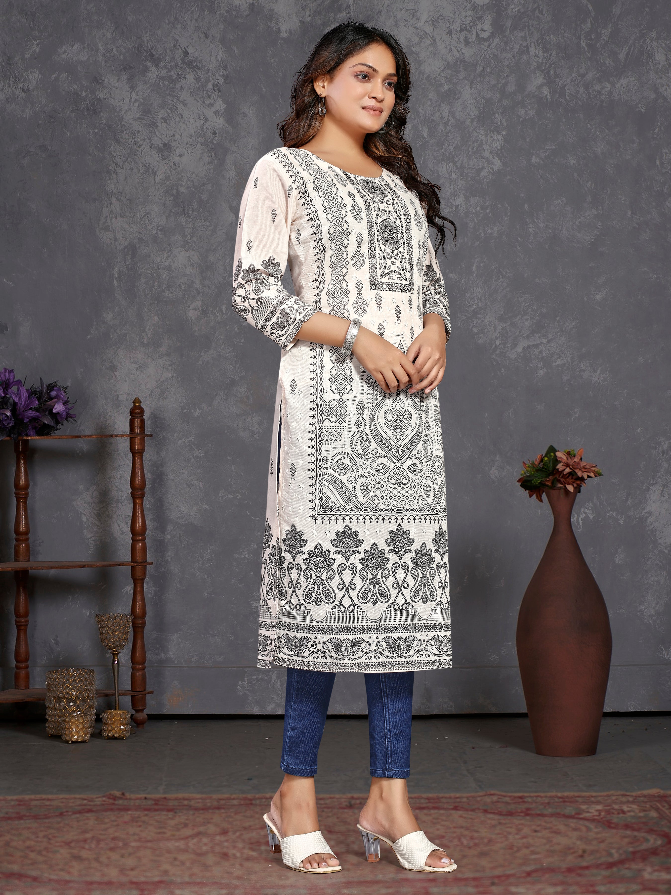 White Pure Cotton Siplhi Only Kurti