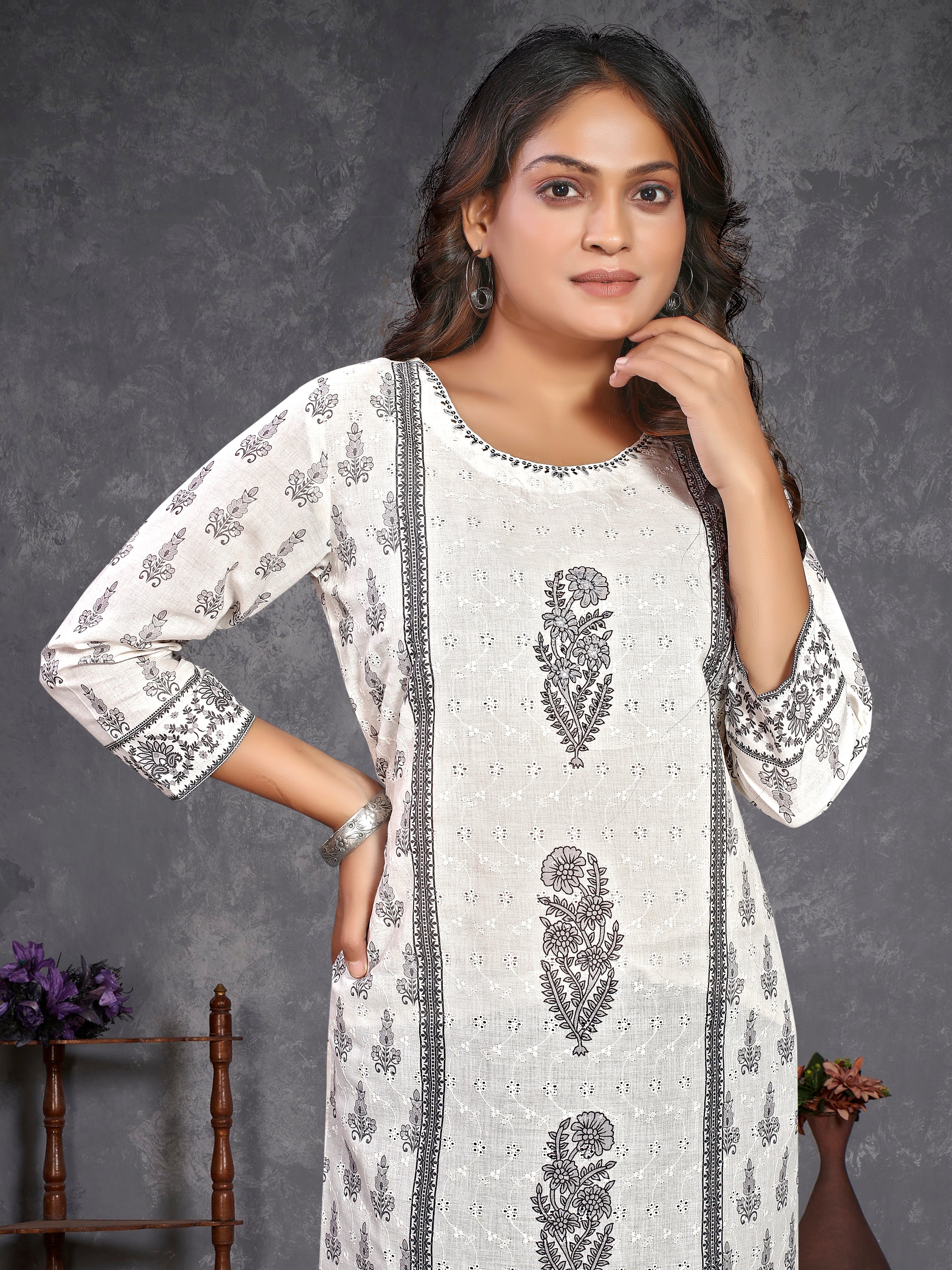 White Pure Cotton Siplhi Only Kurti