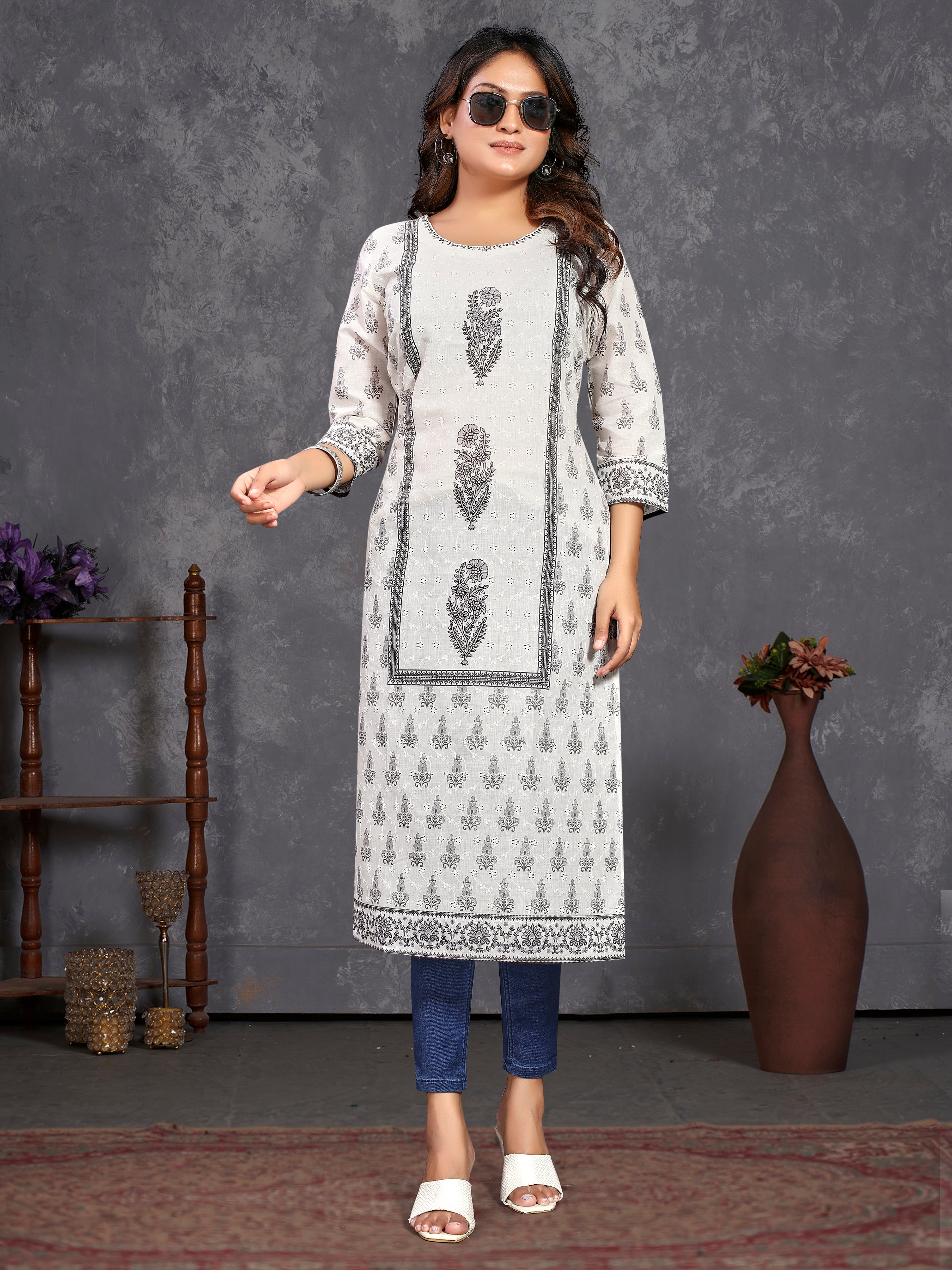 White Pure Cotton Siplhi Only Kurti