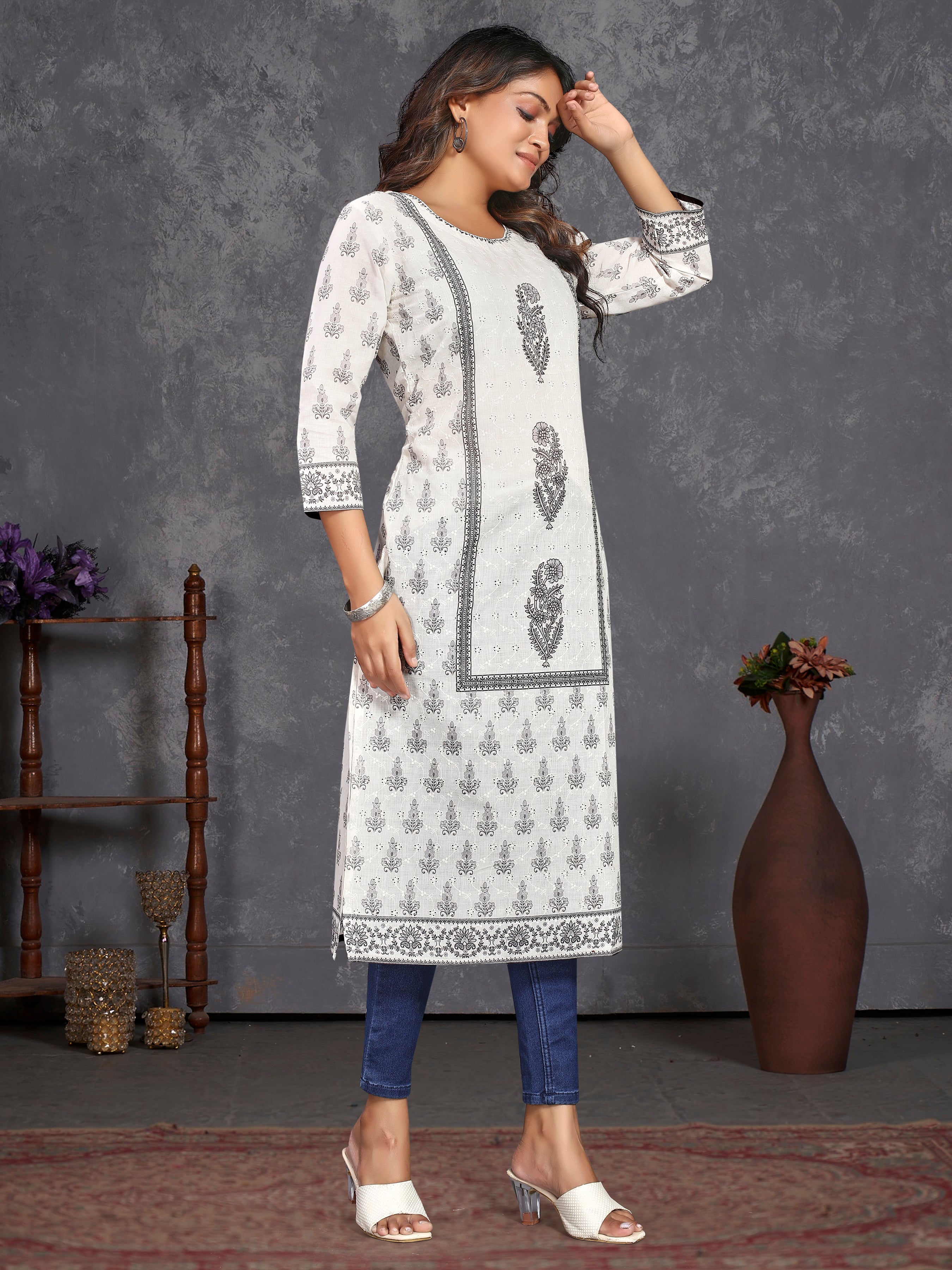 White Pure Cotton Siplhi Only Kurti