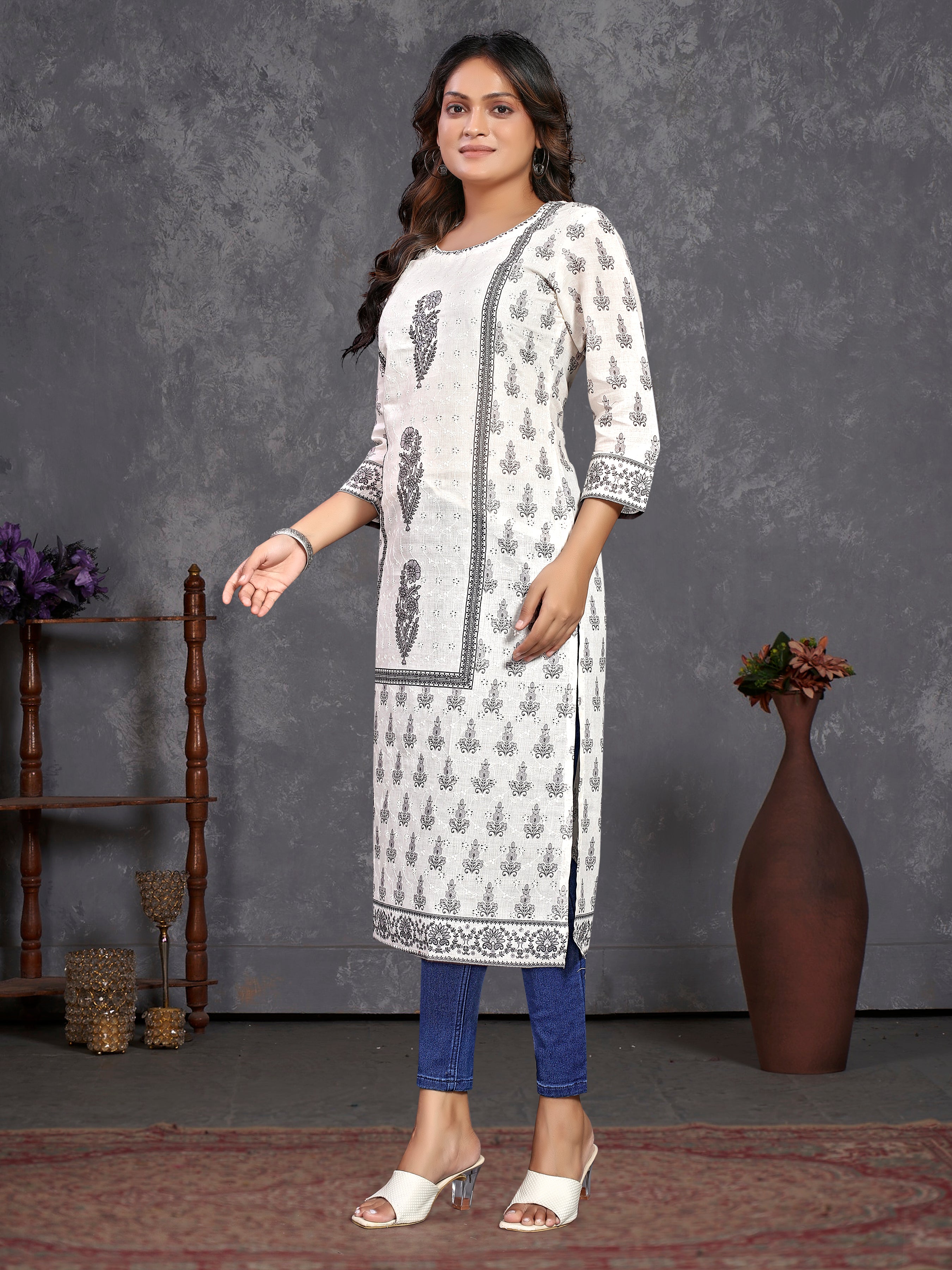 White Pure Cotton Siplhi Only Kurti
