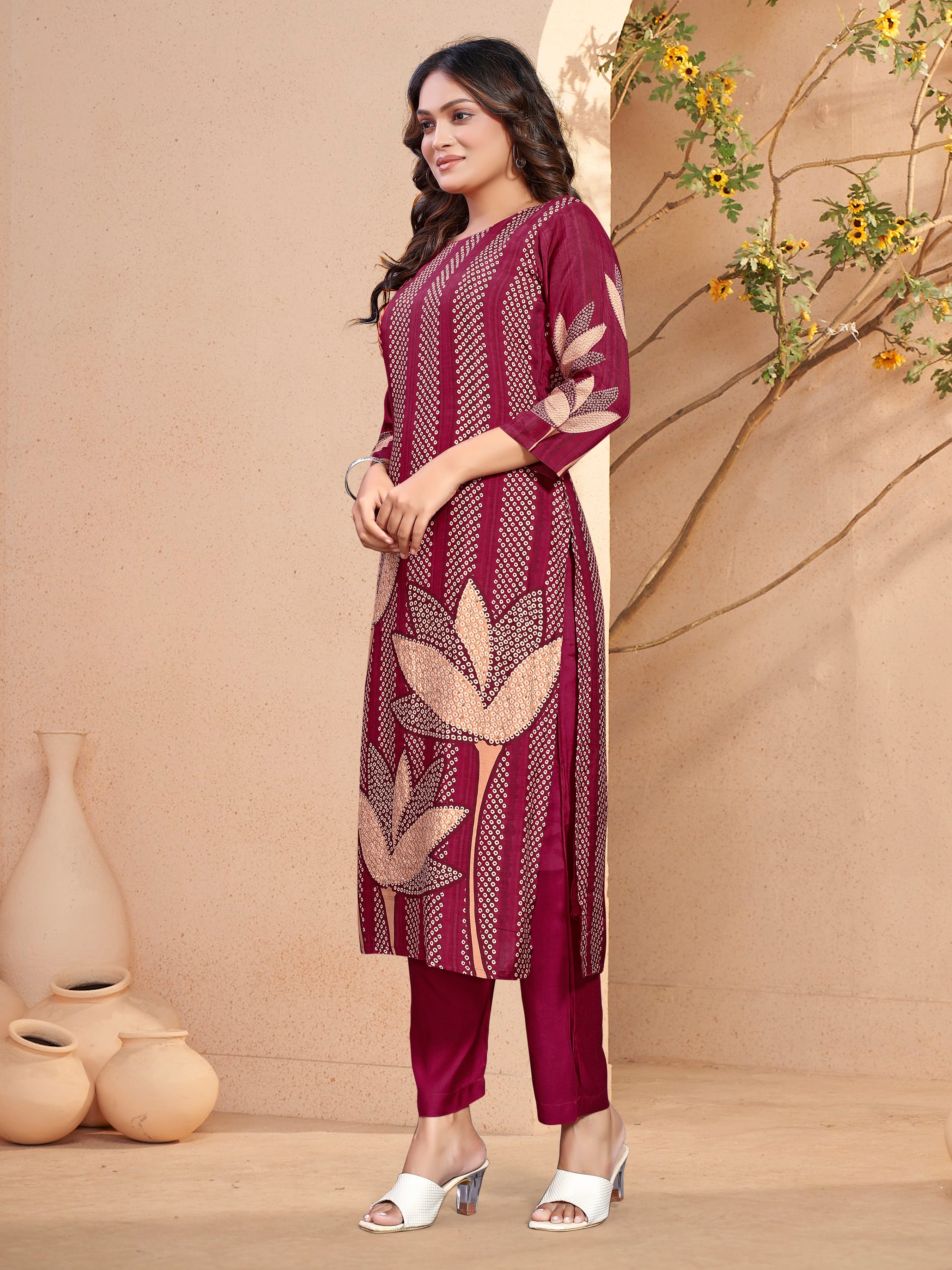 Red  Pure Masleen Three Pcs Suit With Masleen Dupatta