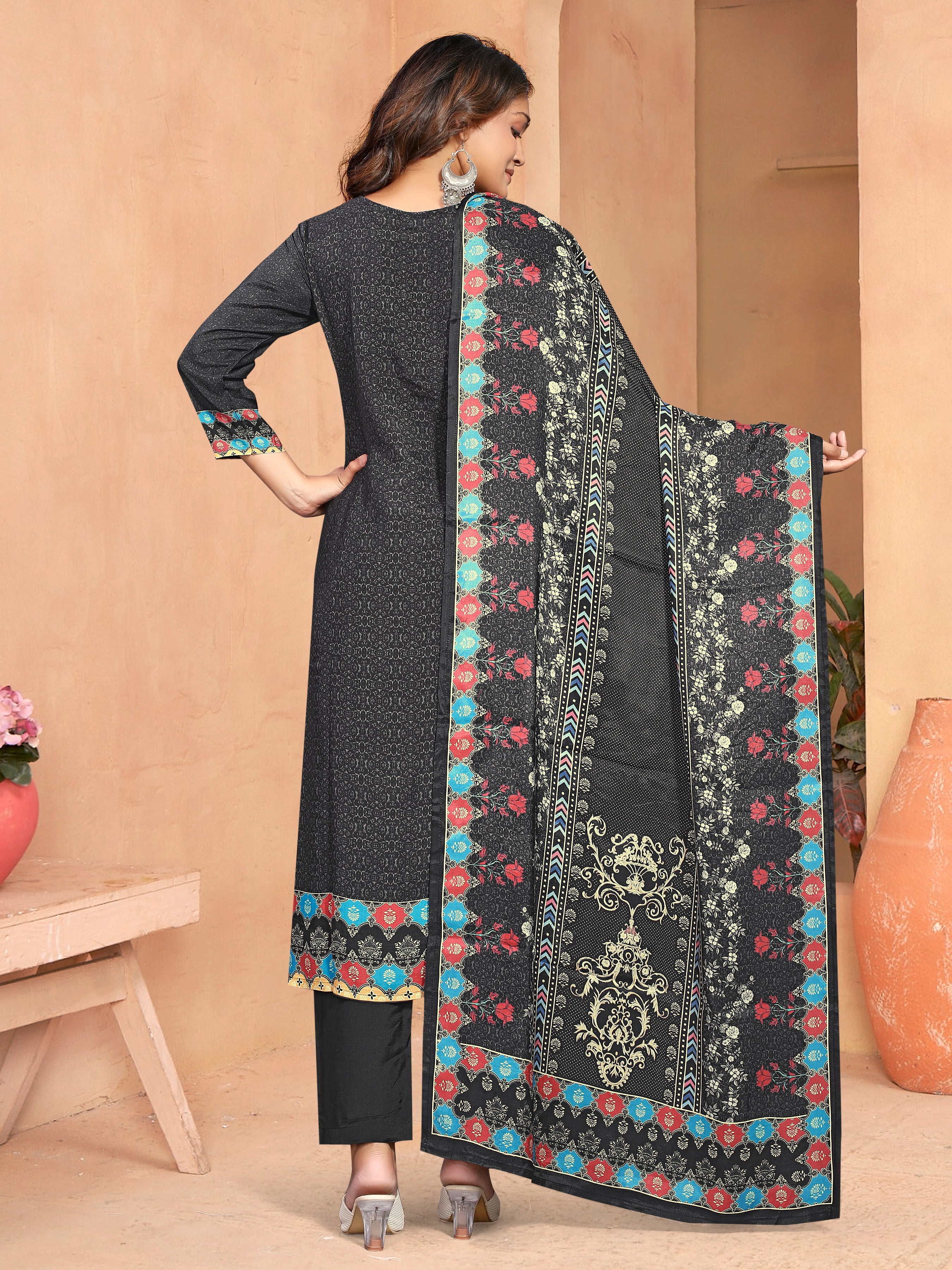 Black Pure Masleen 3 Pcs Suit