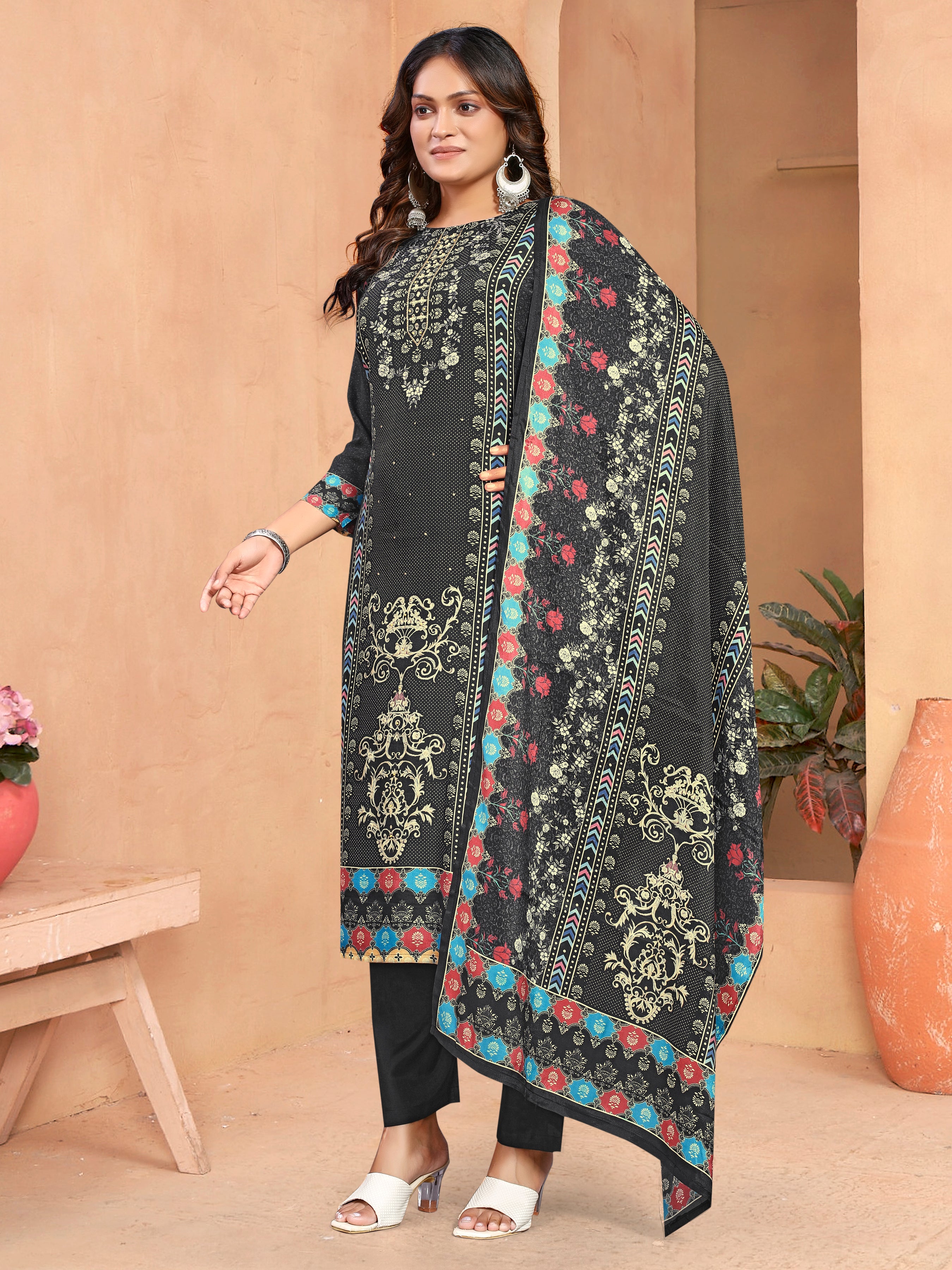 Black Pure Masleen 3 Pcs Suit