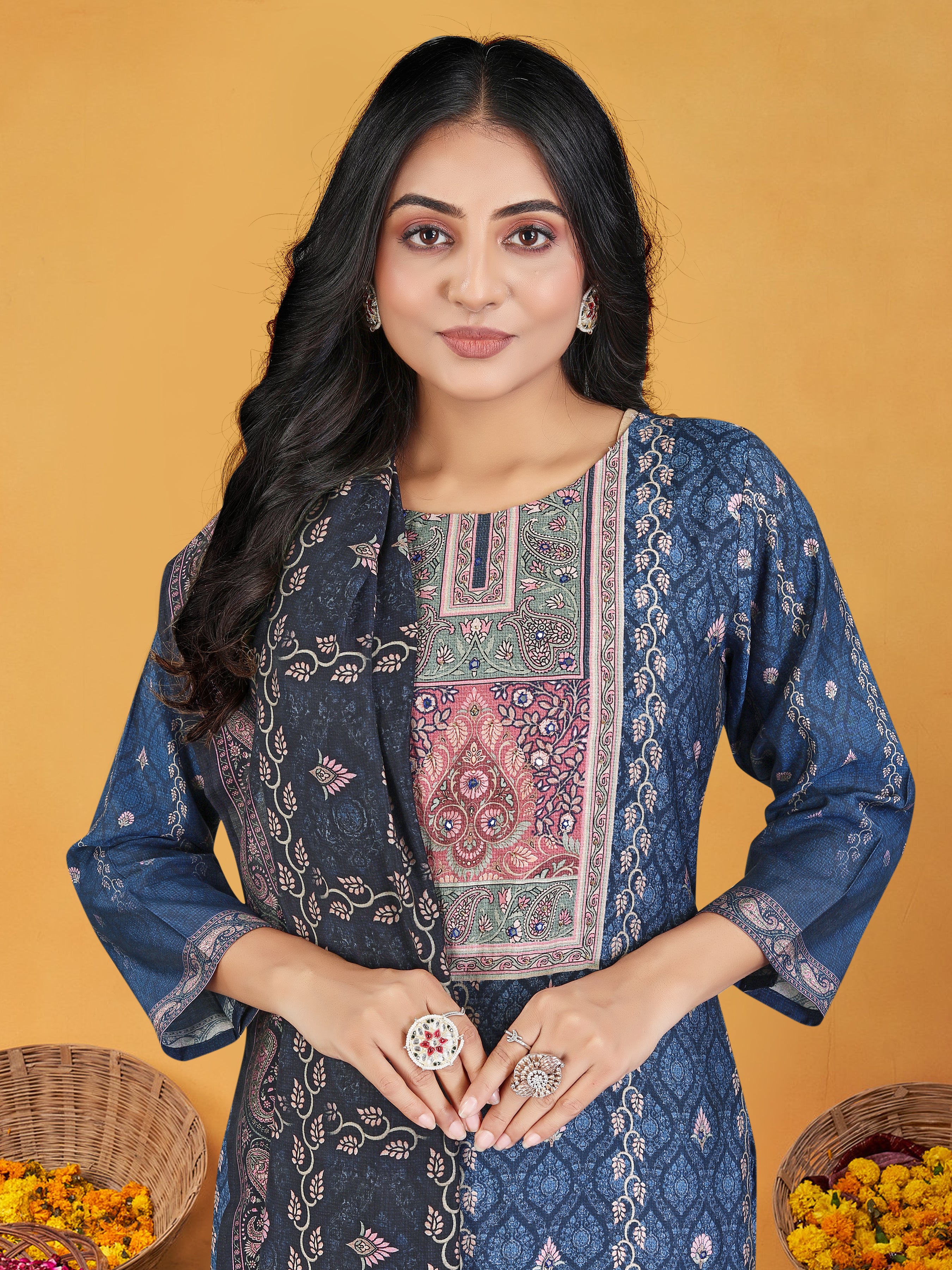 N.Blue Roman Silk 3 Pcs Suit