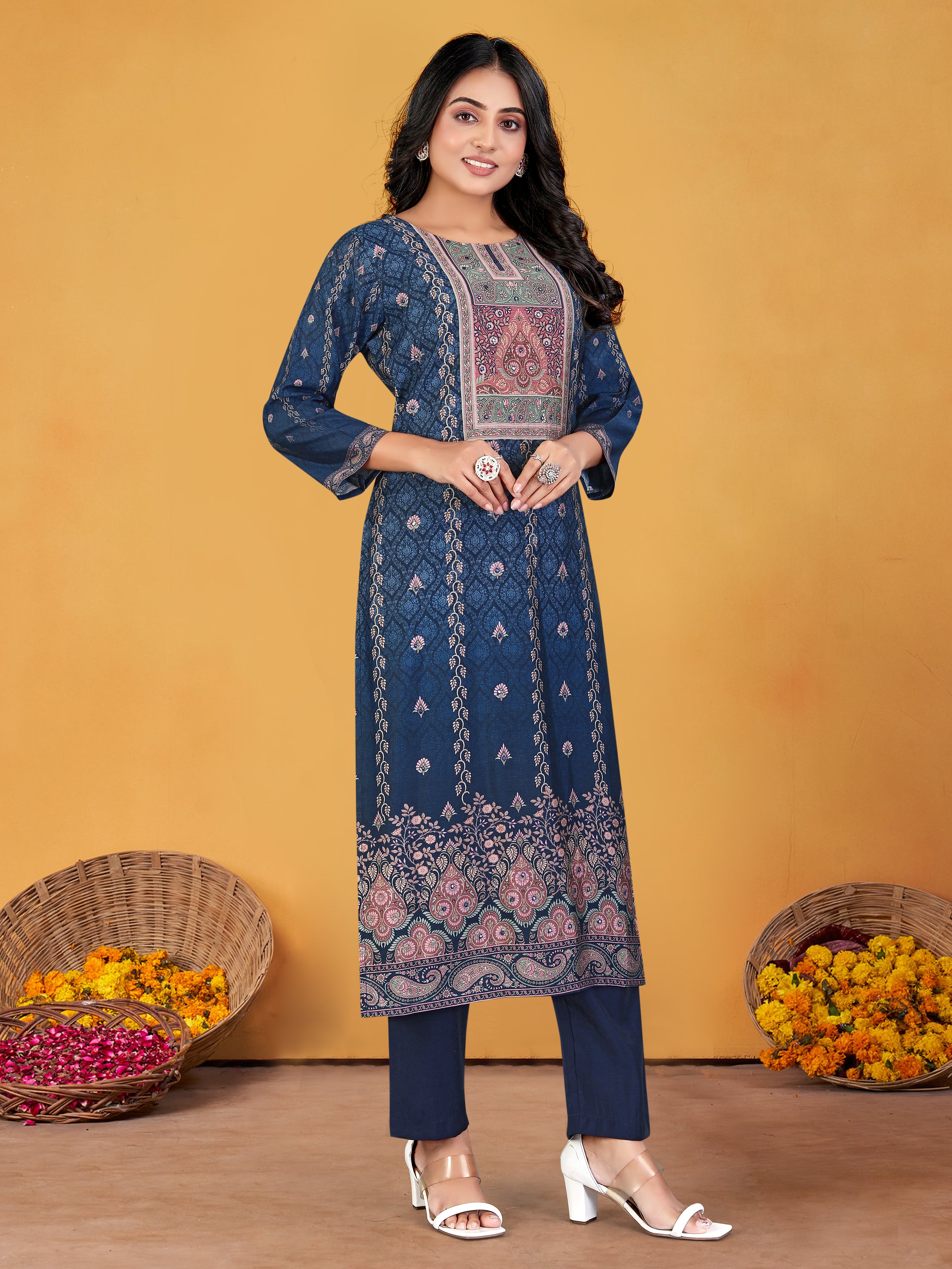 N.Blue Roman Silk 3 Pcs Suit