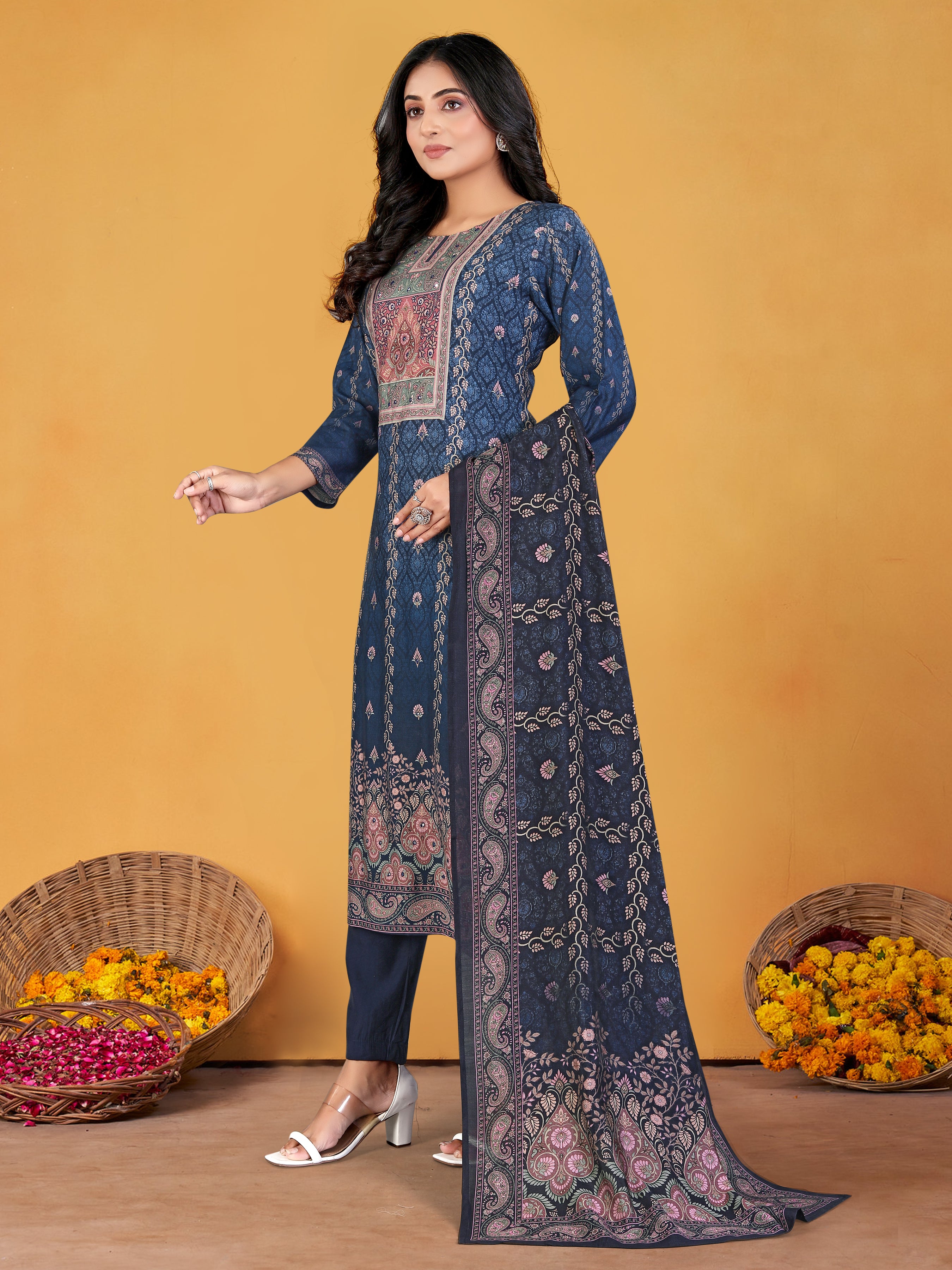 N.Blue Roman Silk 3 Pcs Suit