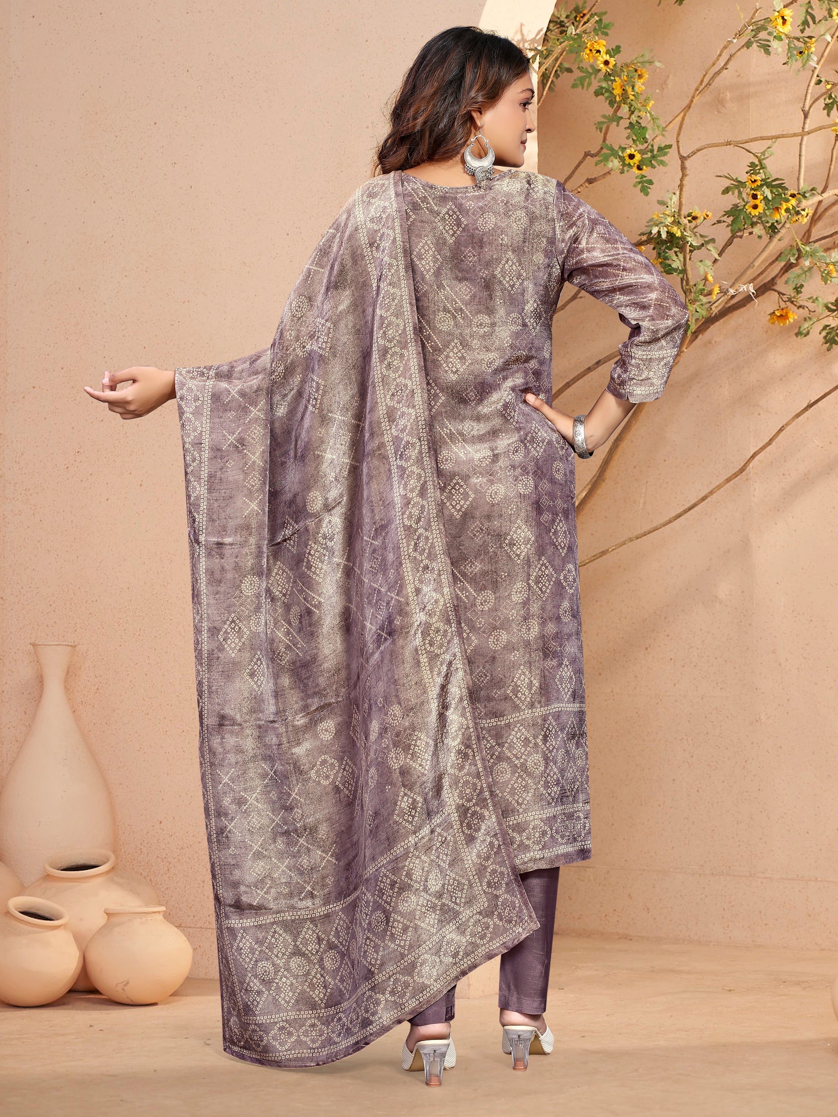 Violet Pure Shimmer 3 Pcs Suit