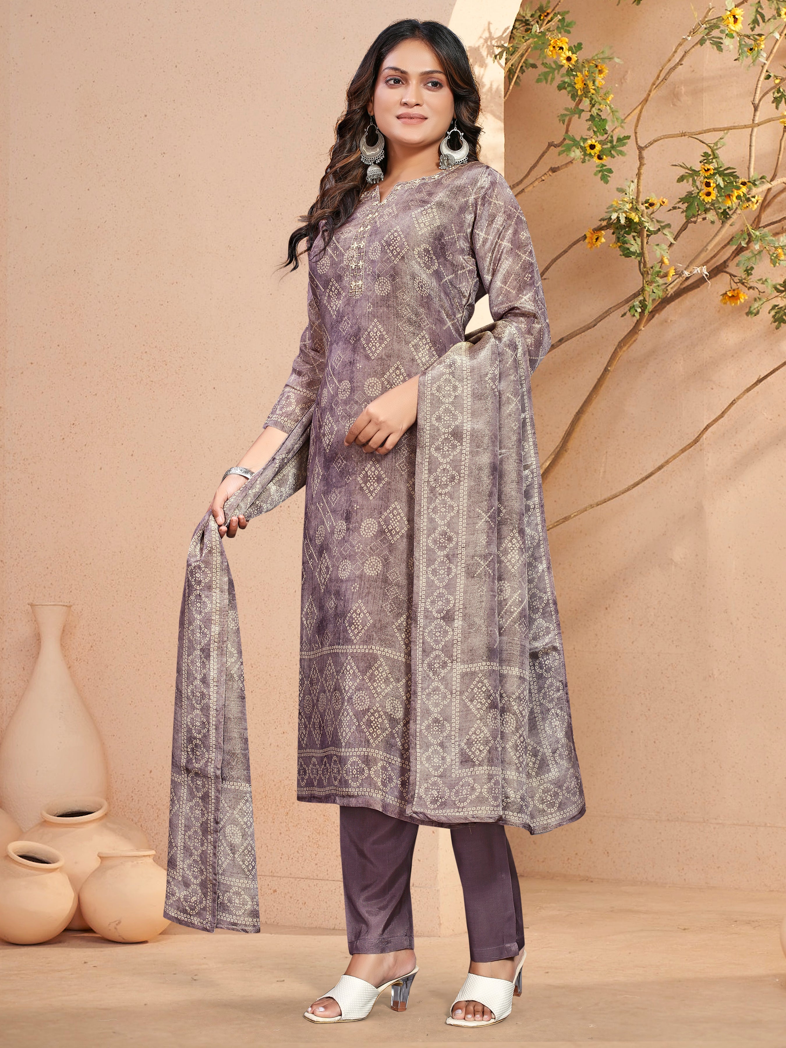 Violet Pure Shimmer 3 Pcs Suit