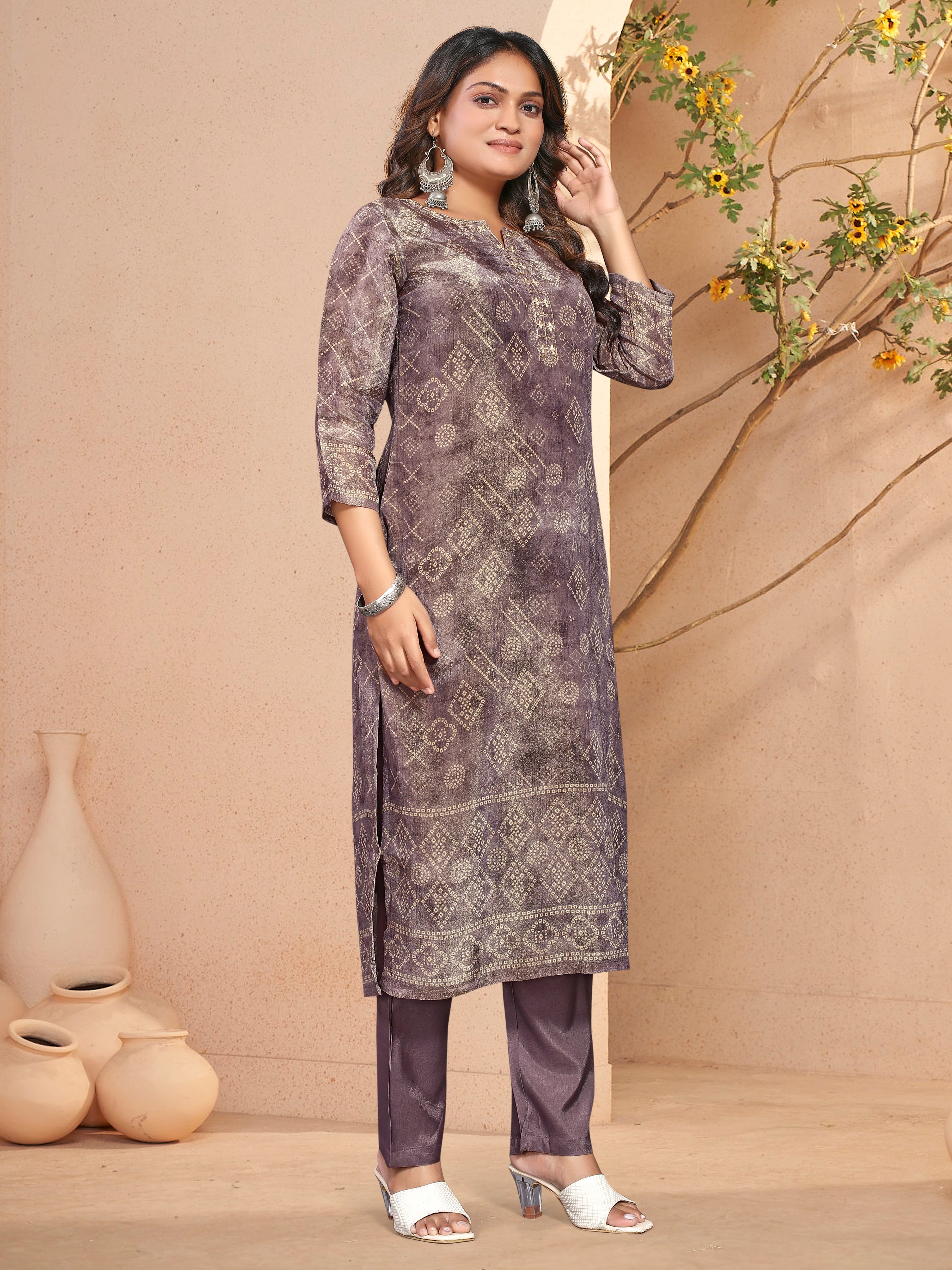 Violet Pure Shimmer 3 Pcs Suit