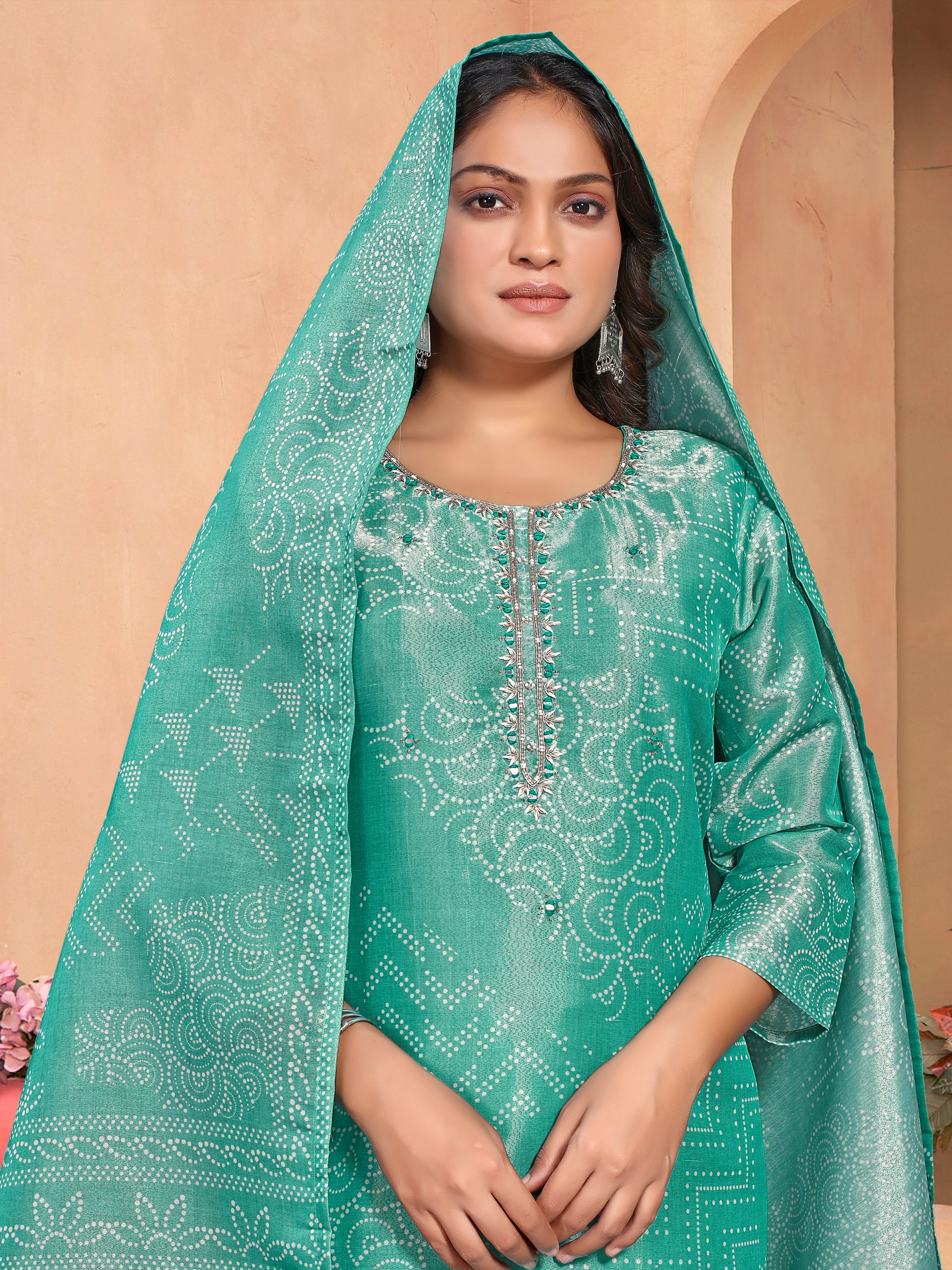 Blue Pv Shimmer Three Pcs Suit With Shmmer Dupatta