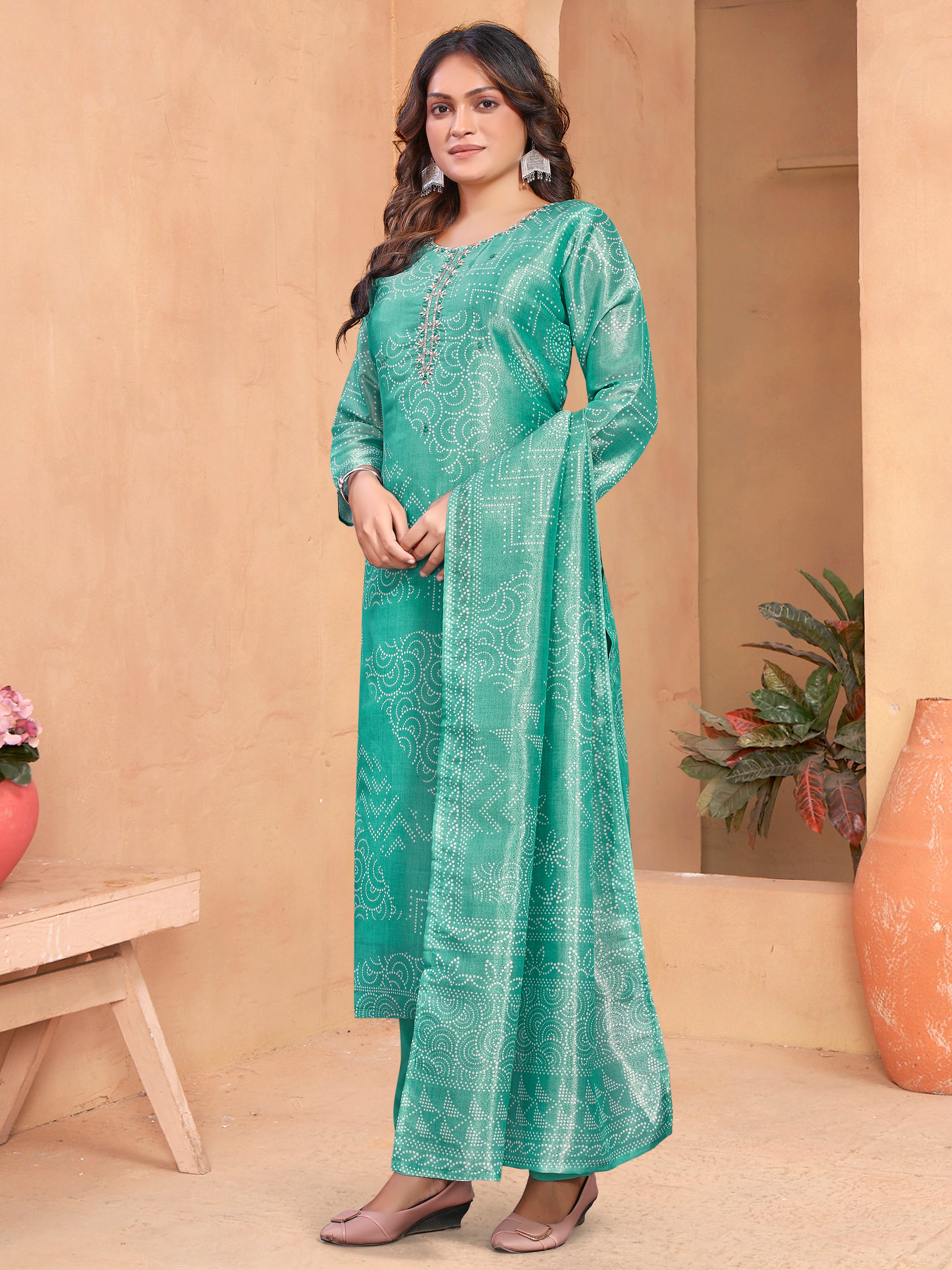 Blue Pv Shimmer Three Pcs Suit With Shmmer Dupatta