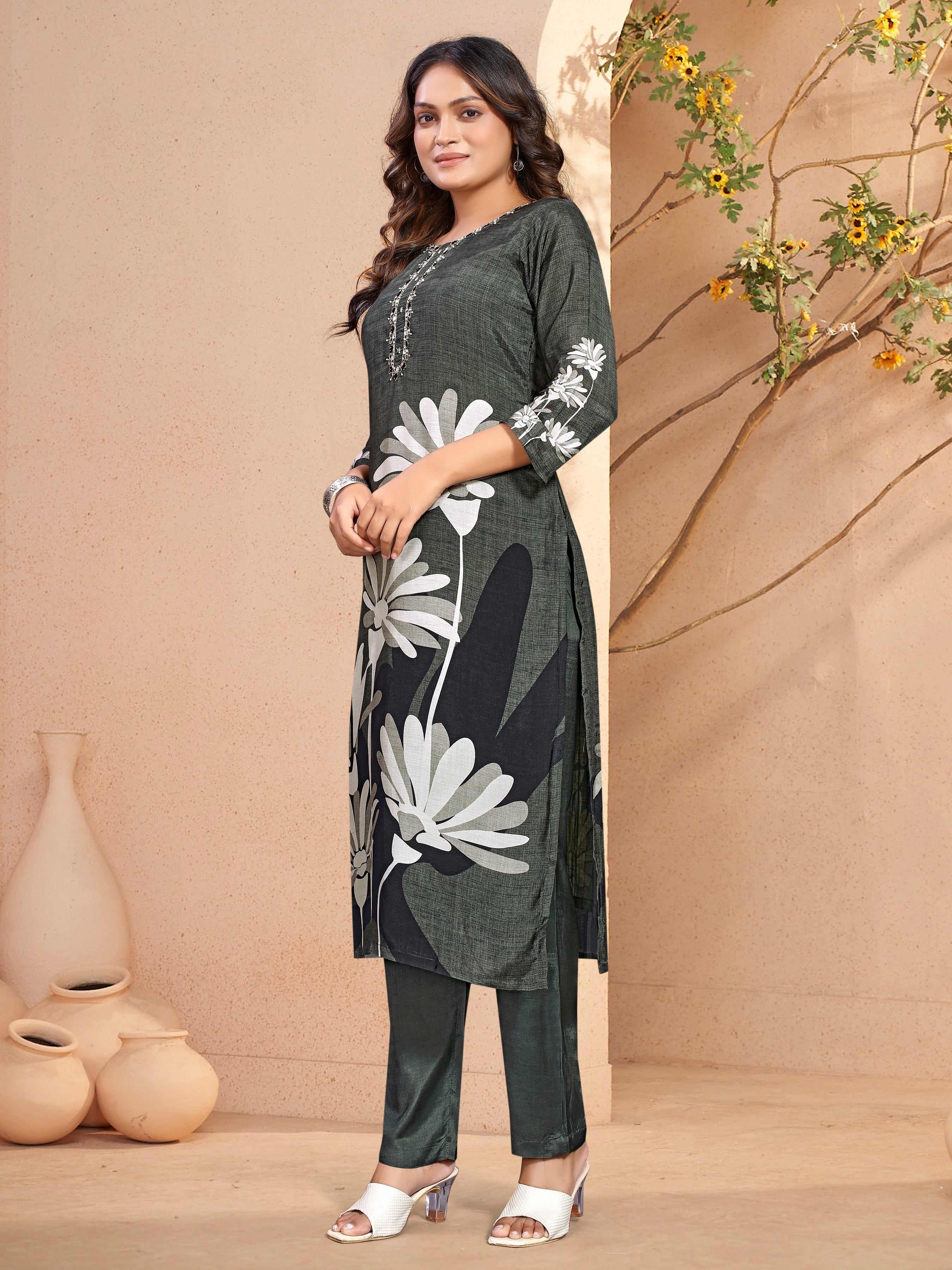 Black Pure Masleen Three Pcs Suit With Masleen Dupatta