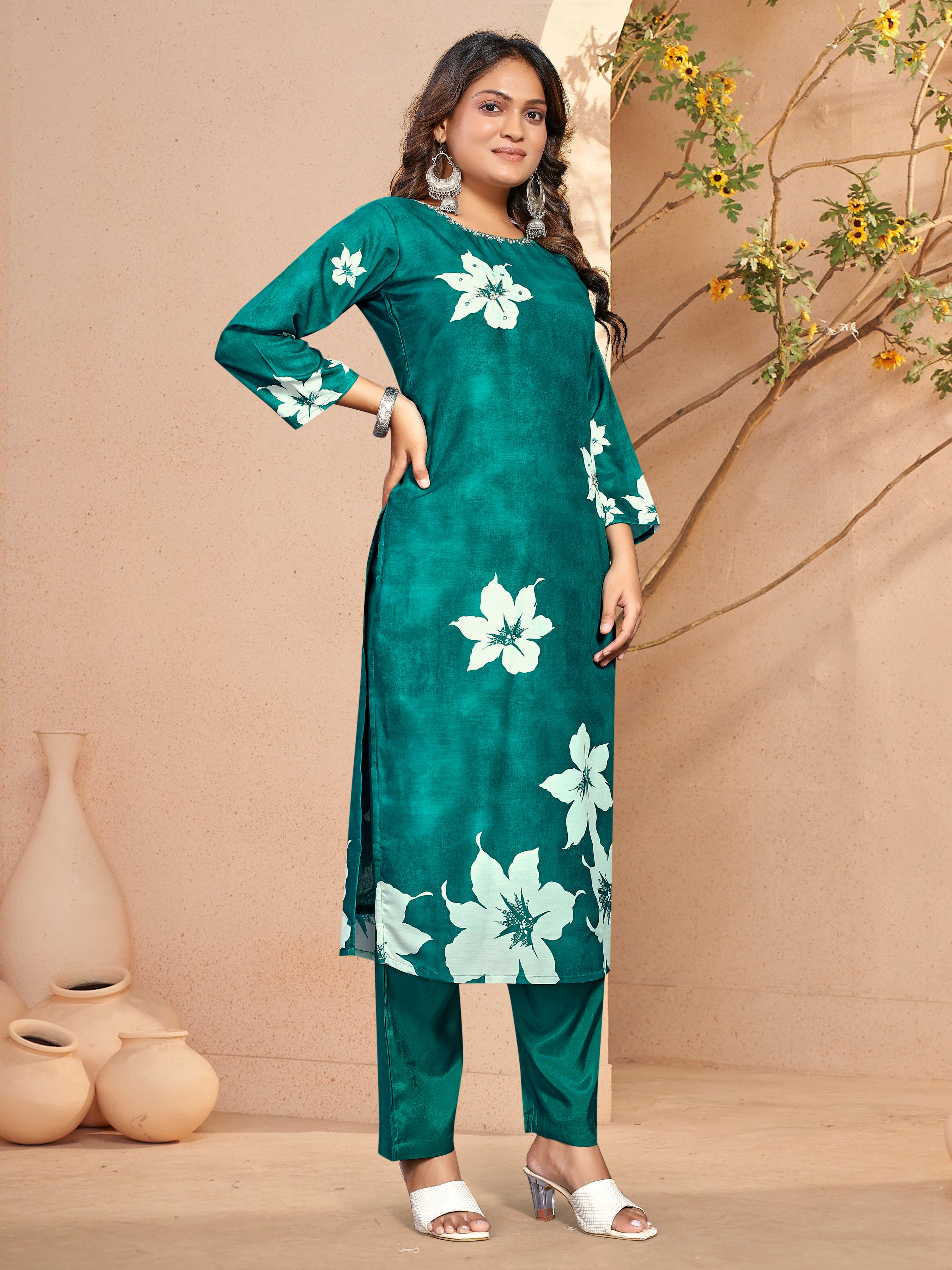 Green Pv Masleen 3 Pcs Suit