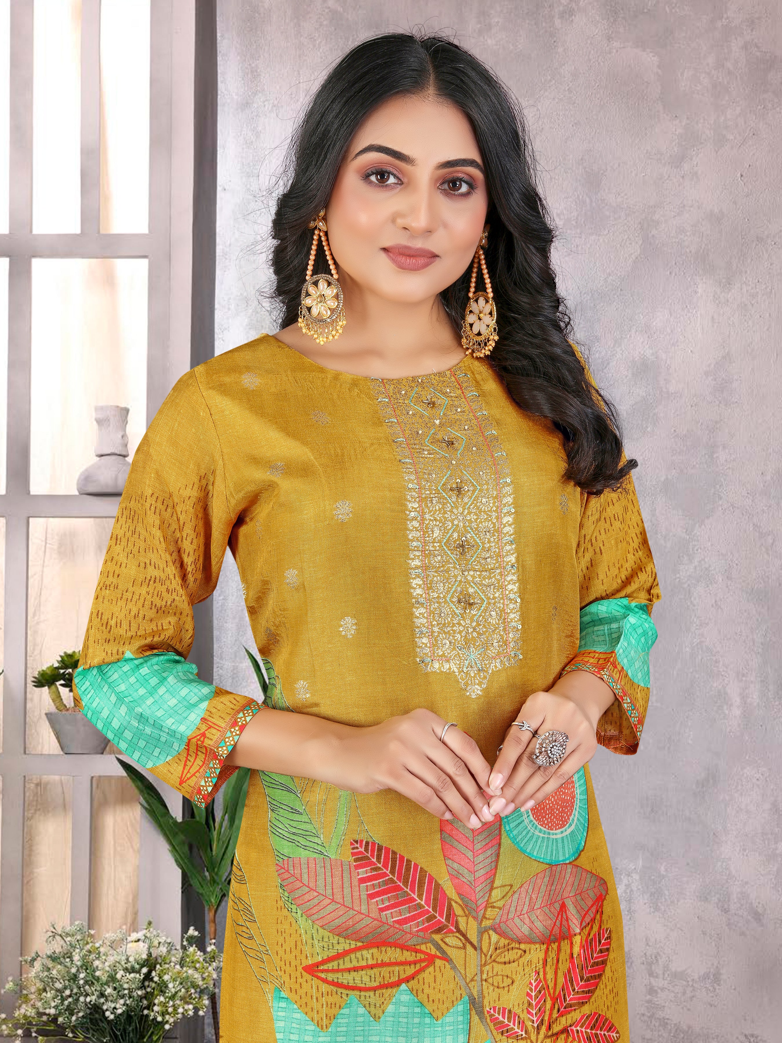 Yellowdola Jackard 3  Pcs Suit