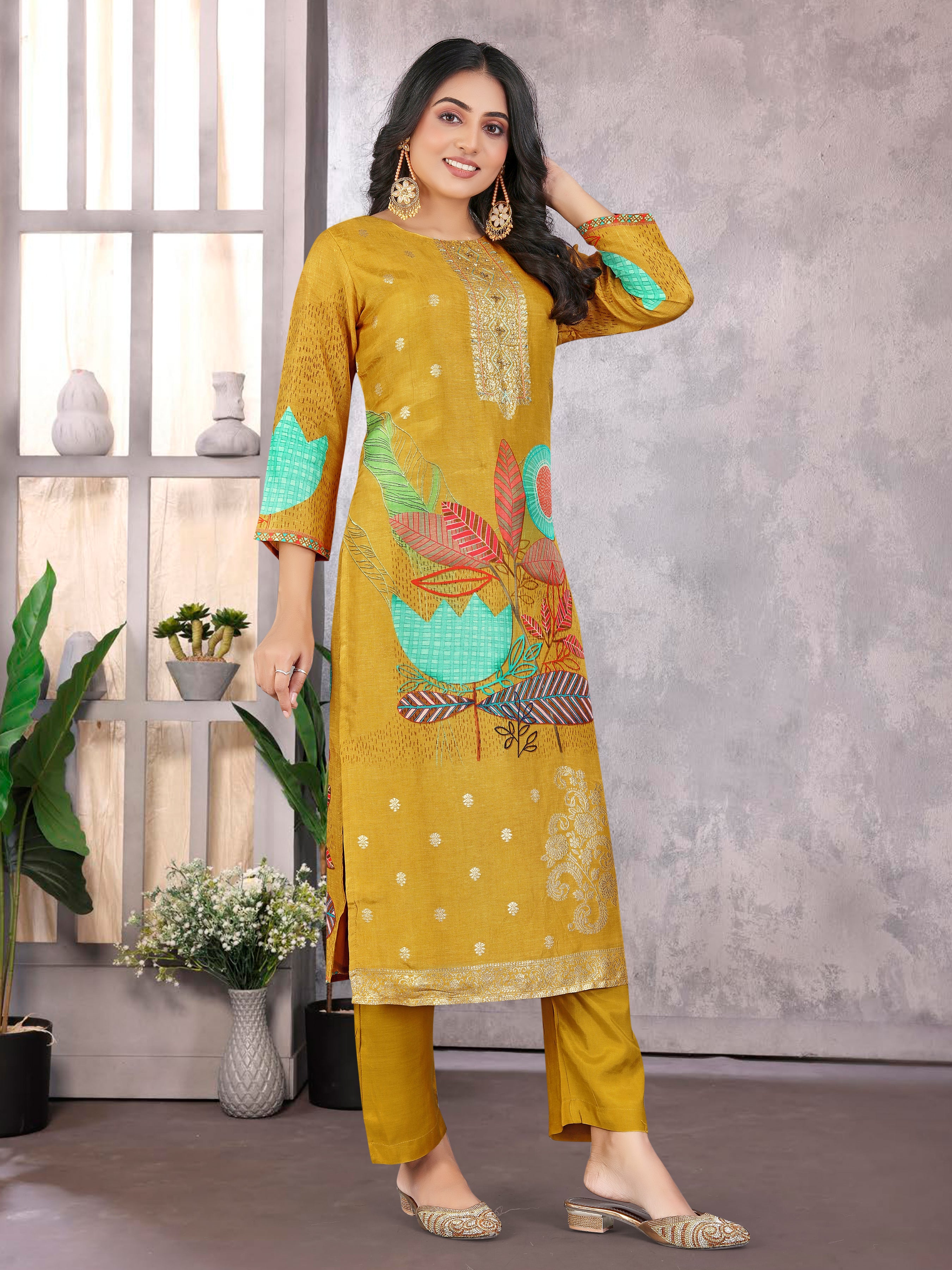 Yellowdola Jackard 3  Pcs Suit