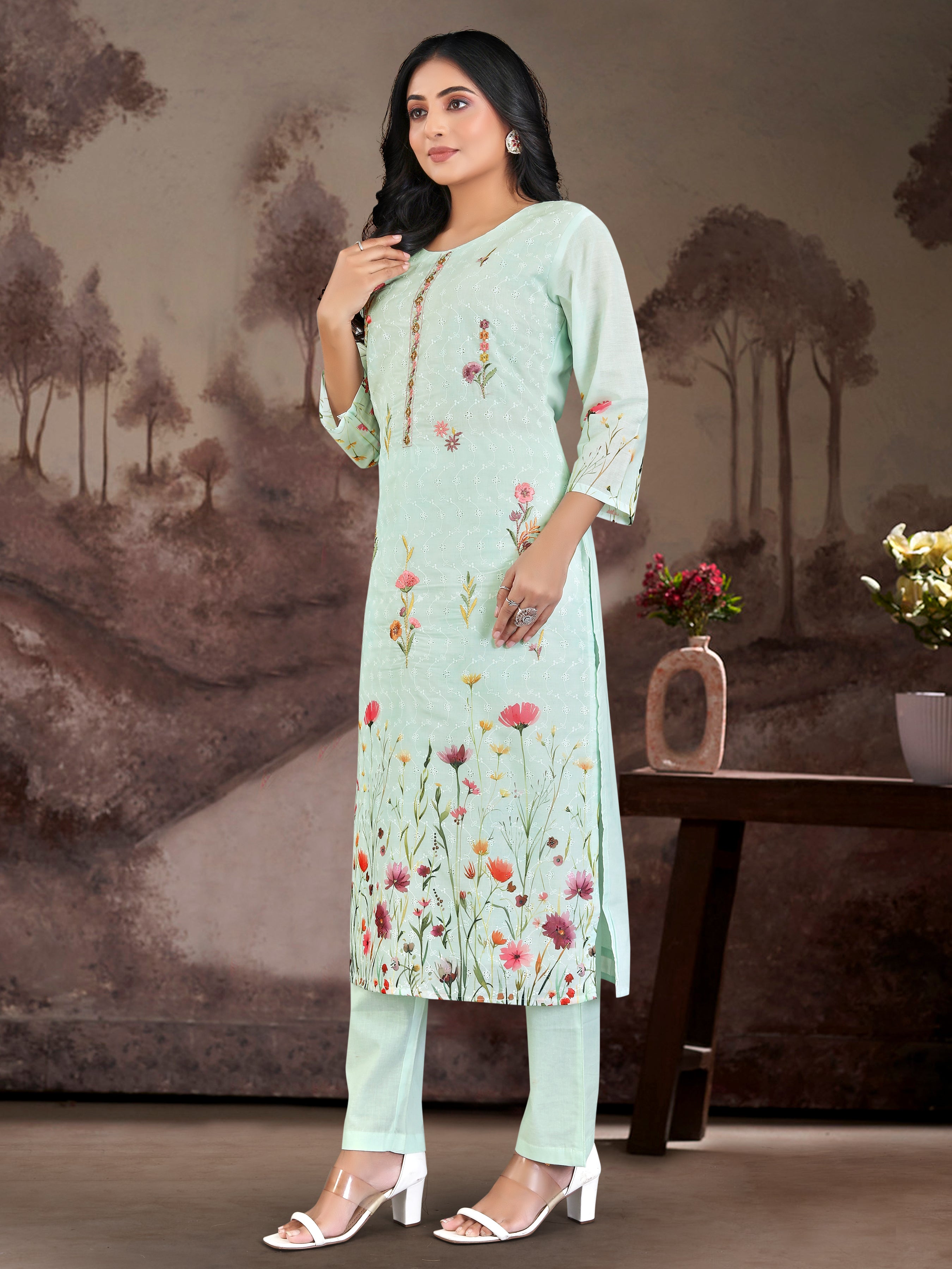 Blue Pure Cotton Siplhi 3 Pcs Suit