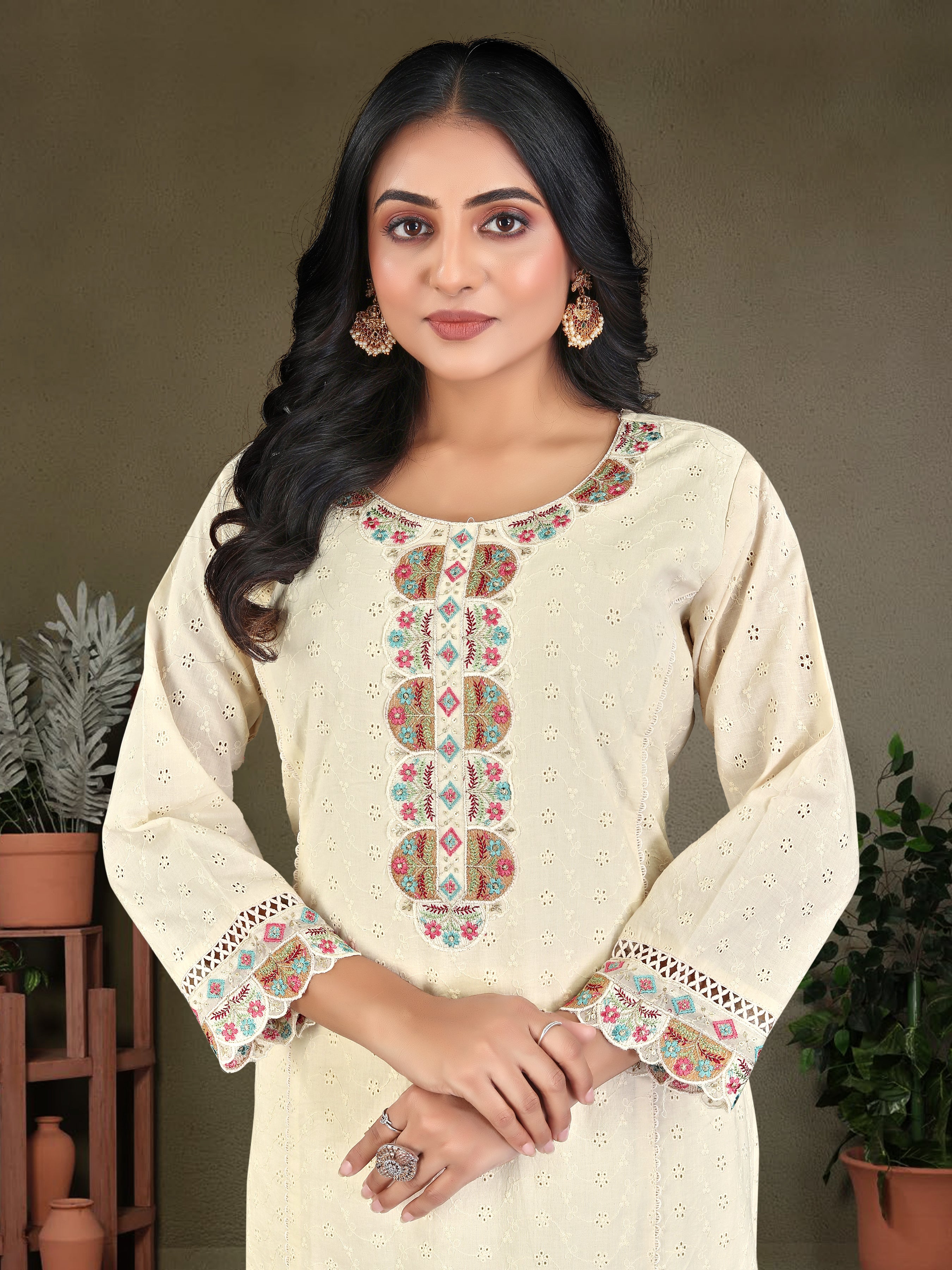 Cream Pure Cotton Siplhi 3 Pcs Suit