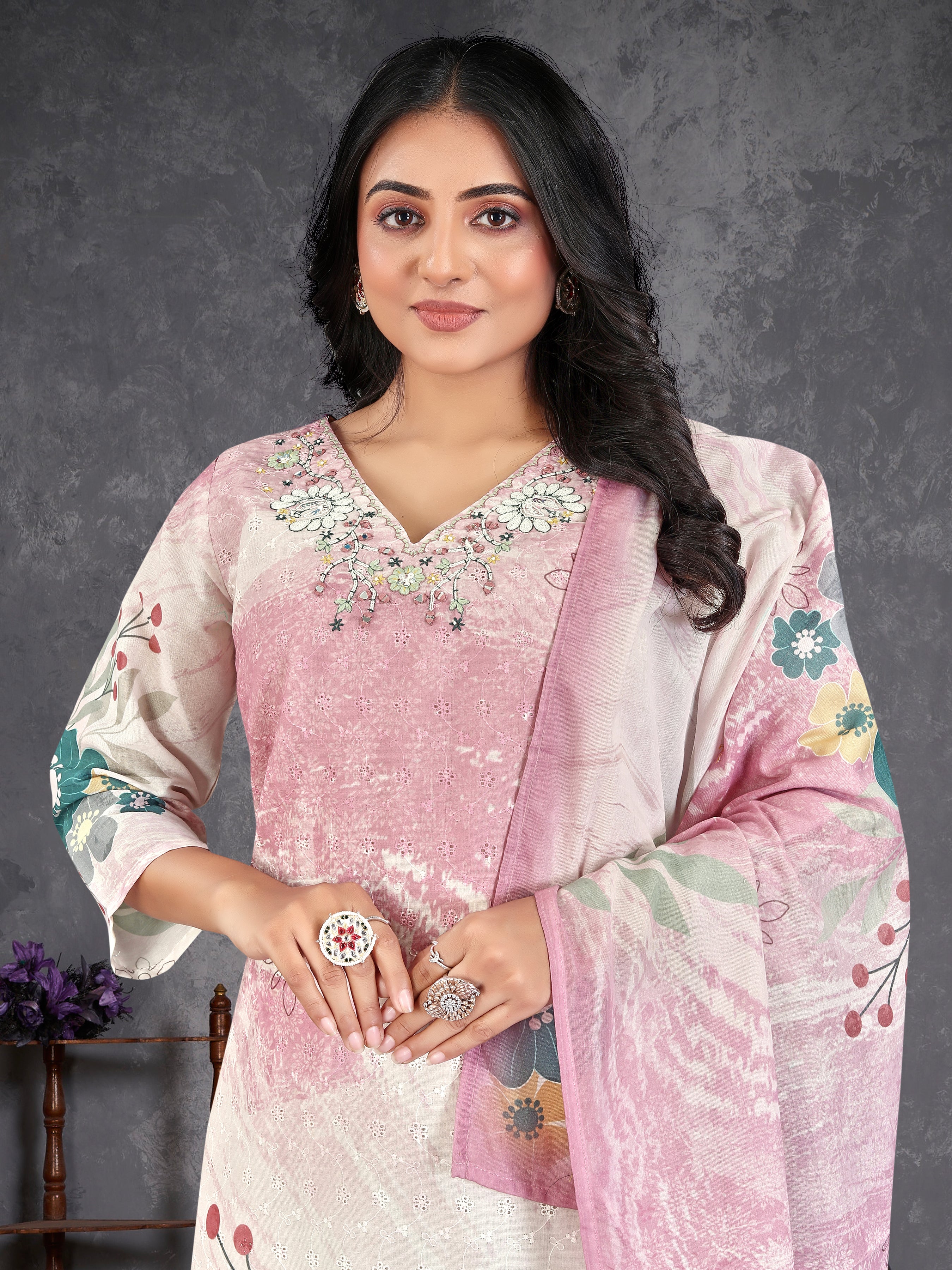 Pink Pure Cotton Siplhi 3 Pcs Suit