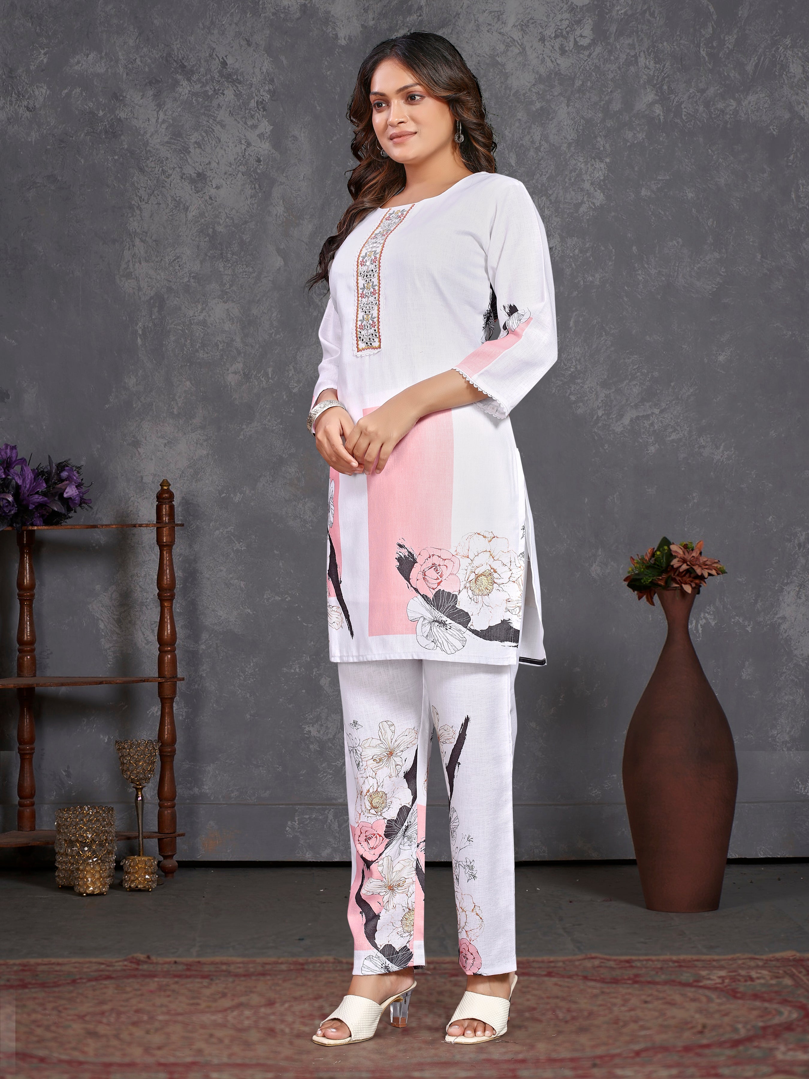 White Pure Linen  Coord-Set