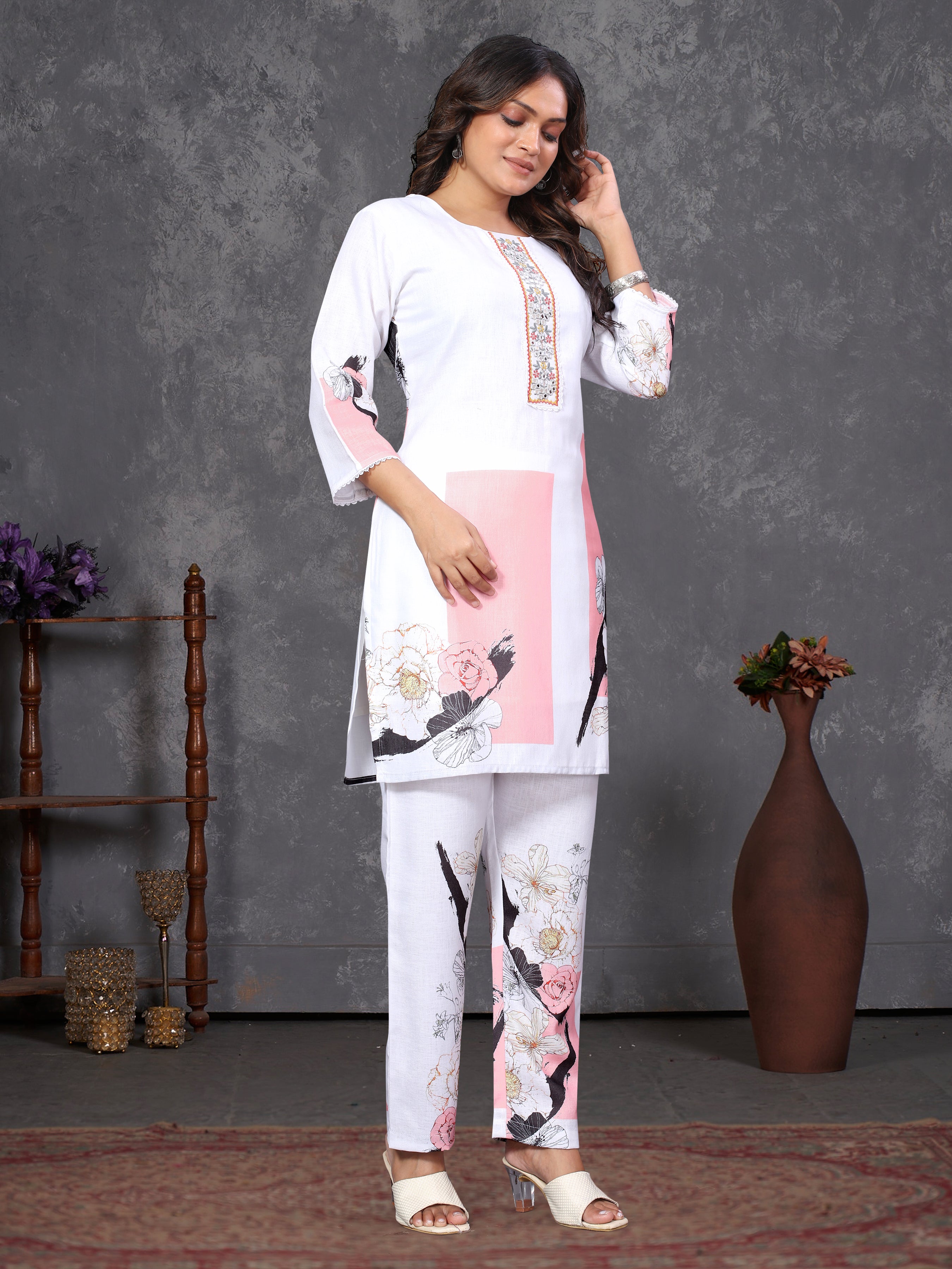 White Pure Linen  Coord-Set