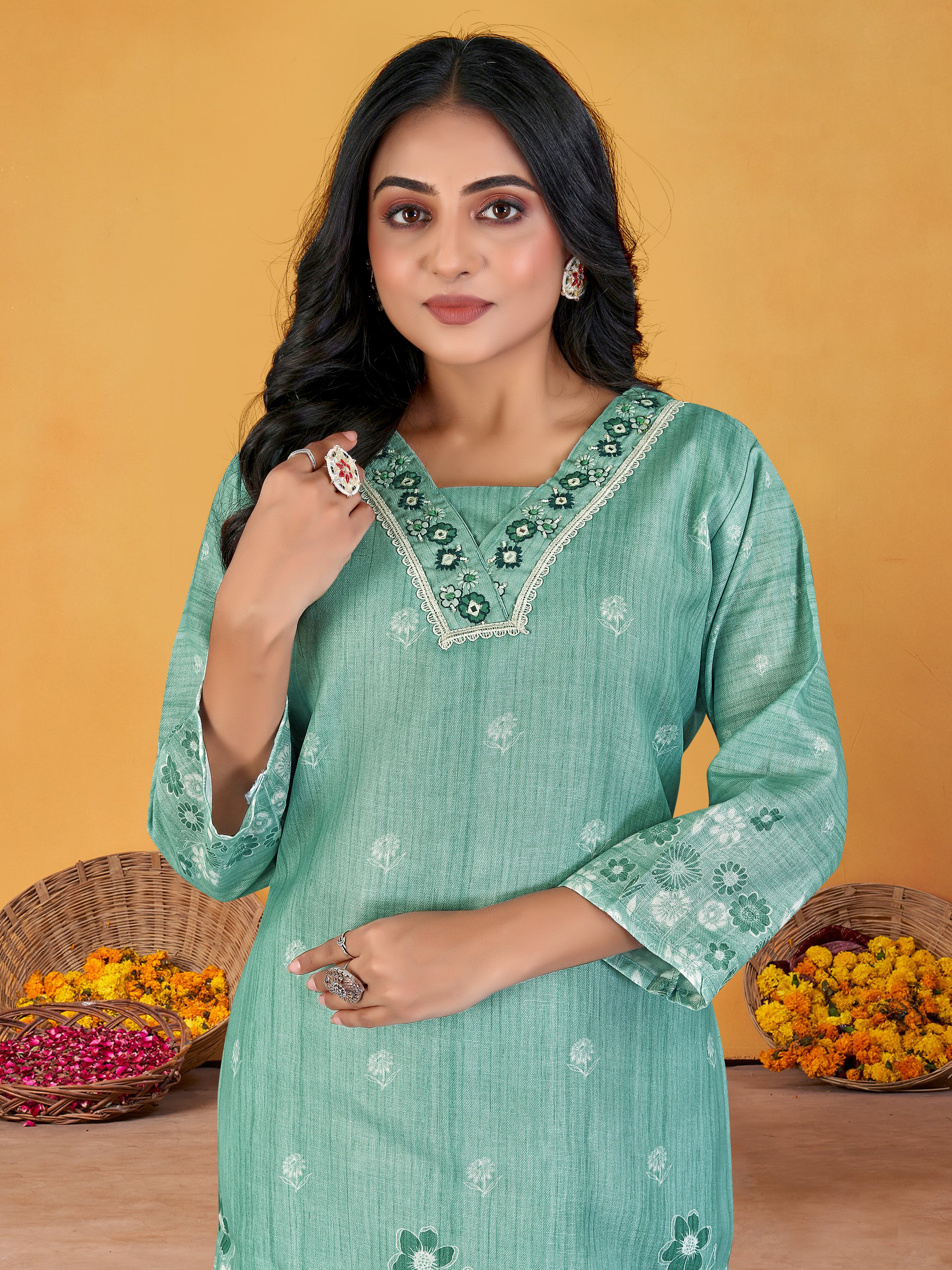 Sea Greenpure Linen  Coord-Set