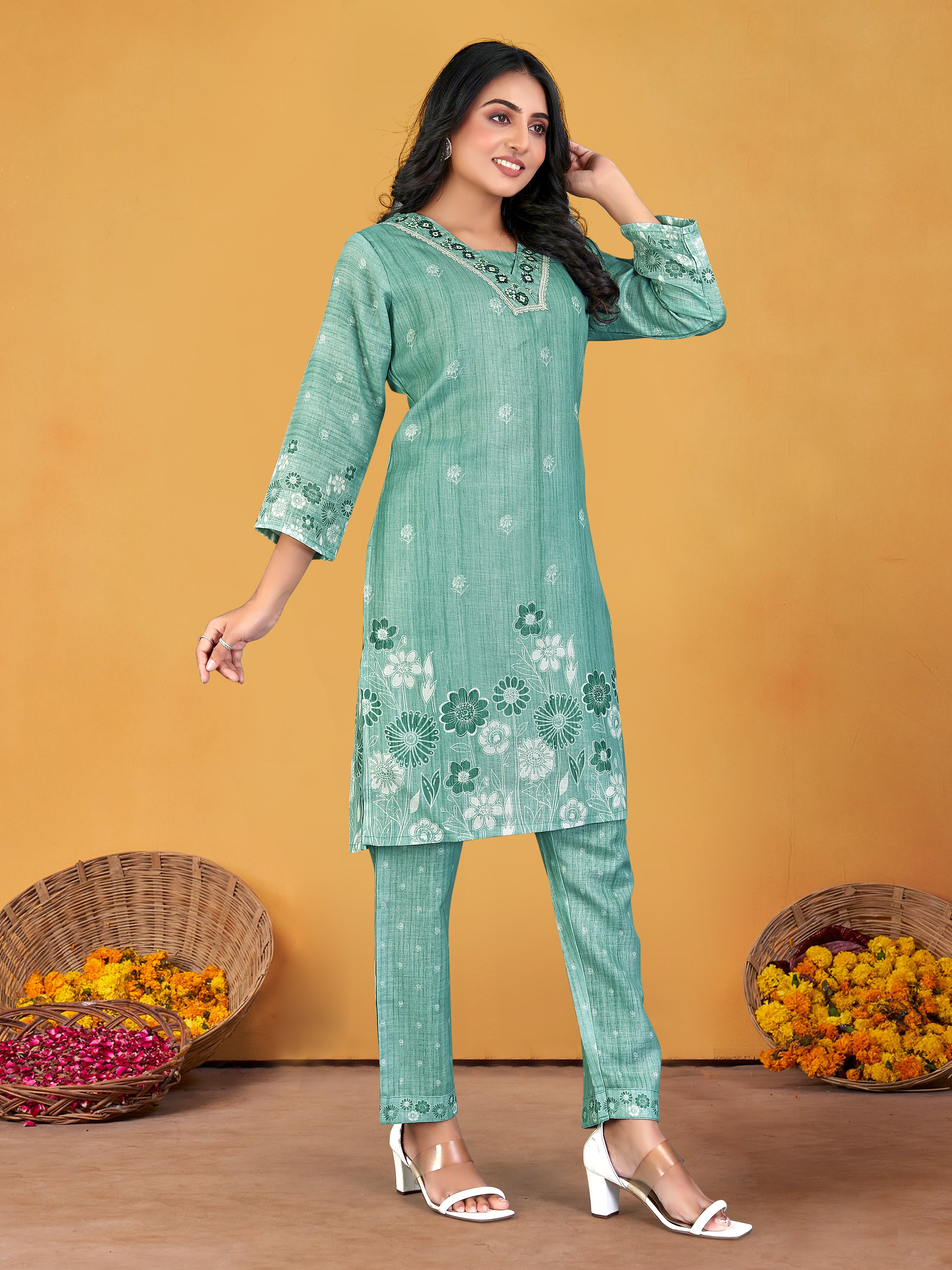 Sea Greenpure Linen  Coord-Set