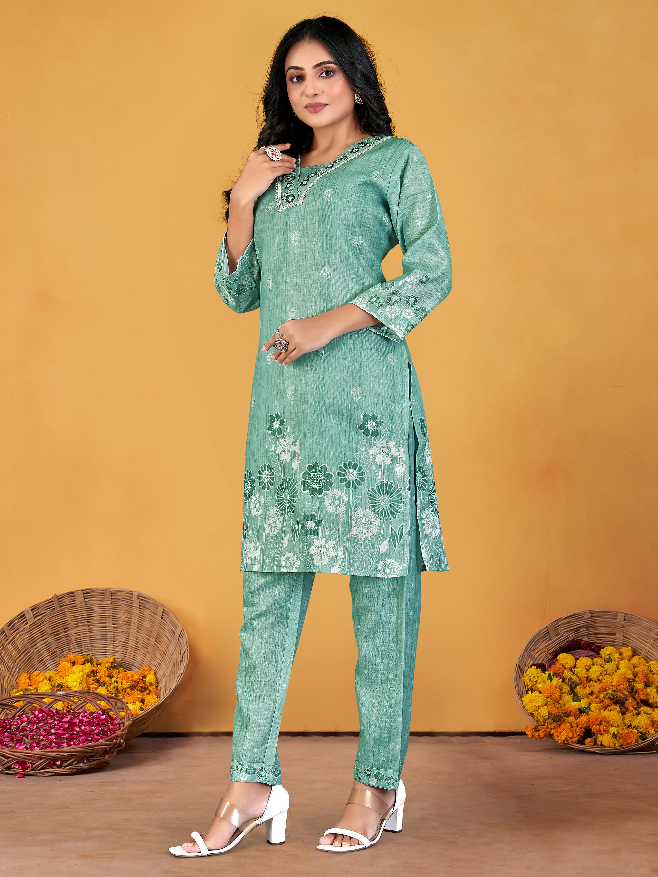 Sea Greenpure Linen  Coord-Set