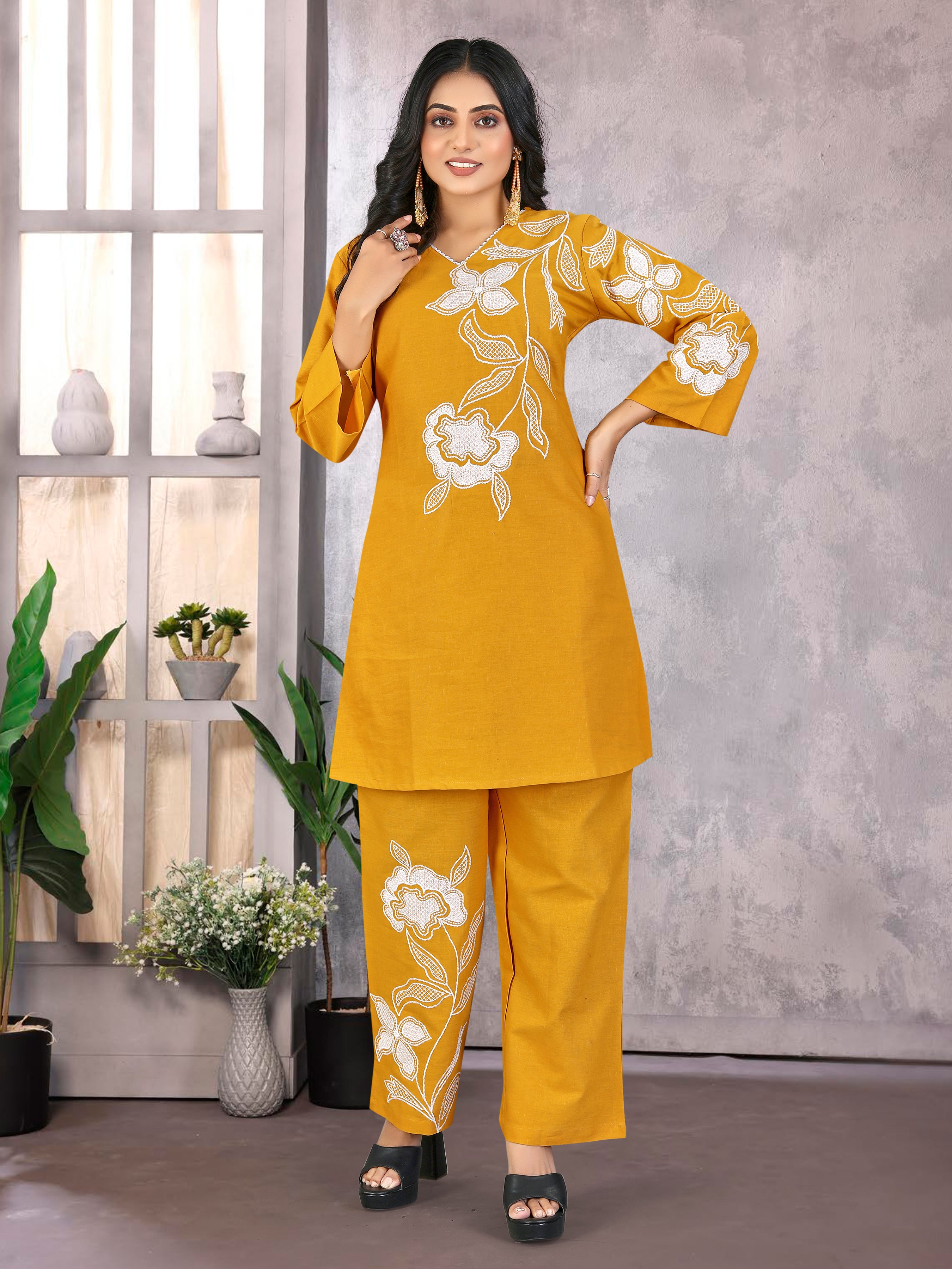 Yellow Pure Cotton Flex Coord-Set