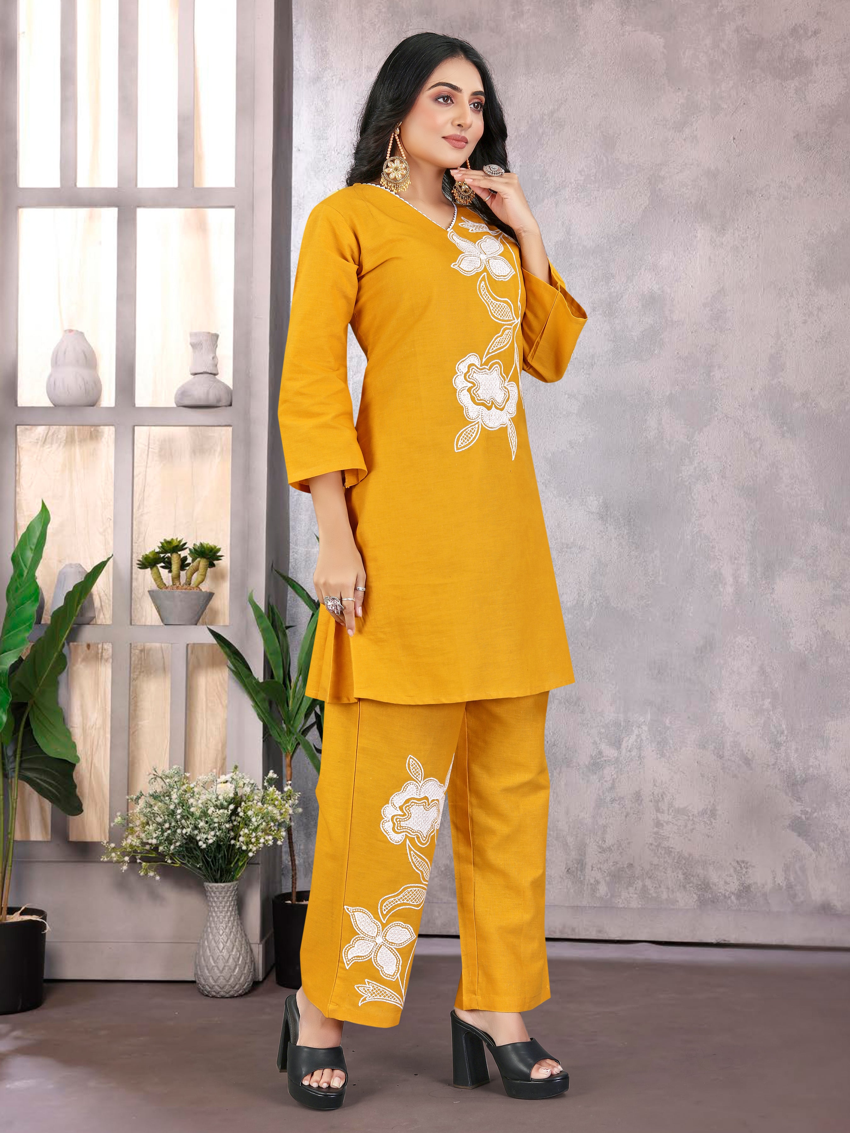 Yellow Pure Cotton Flex Coord-Set