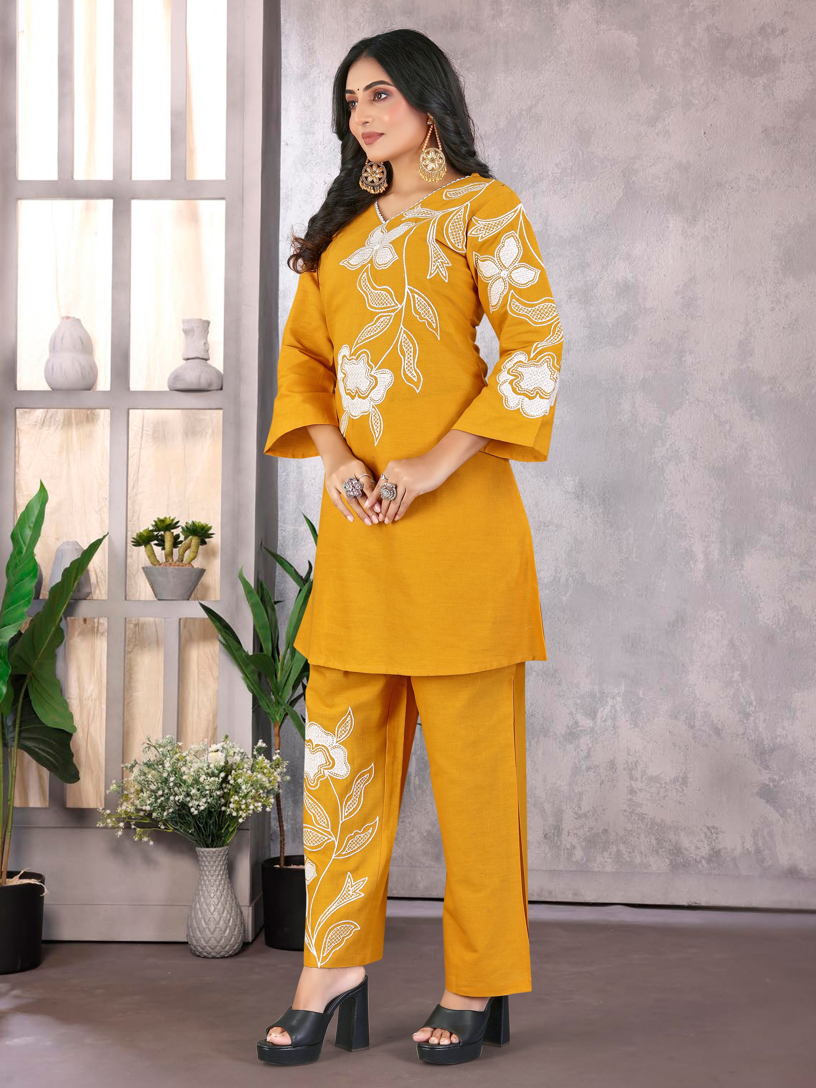 Yellow Pure Cotton Flex Coord-Set