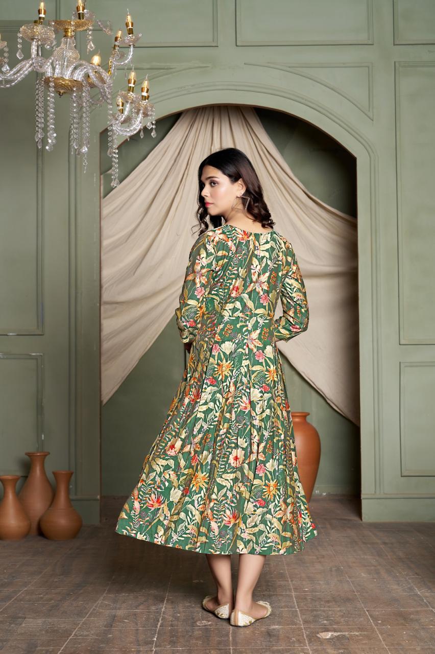 Green Roman Silk Gowns