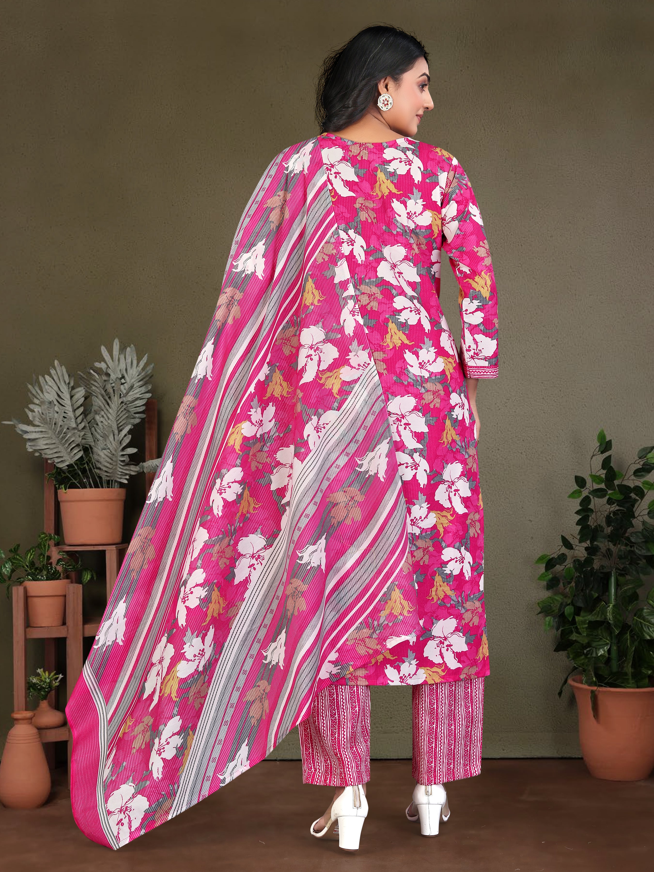 Pink Pure Cotton 3 Pcs Suit