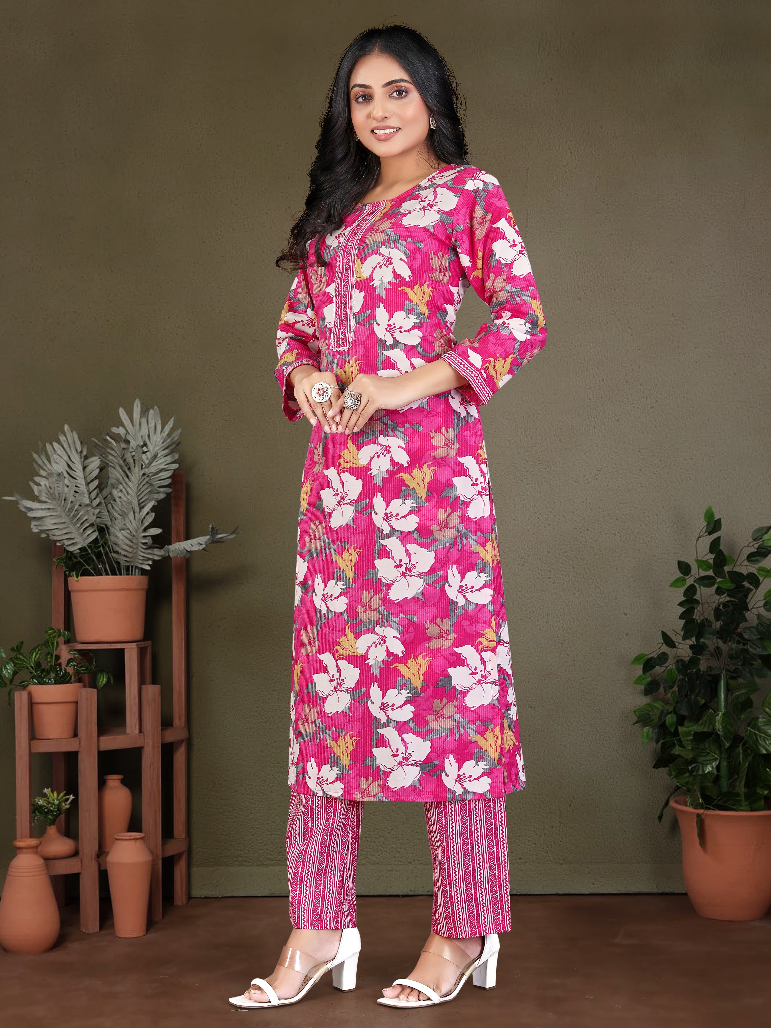 Pink Pure Cotton 3 Pcs Suit