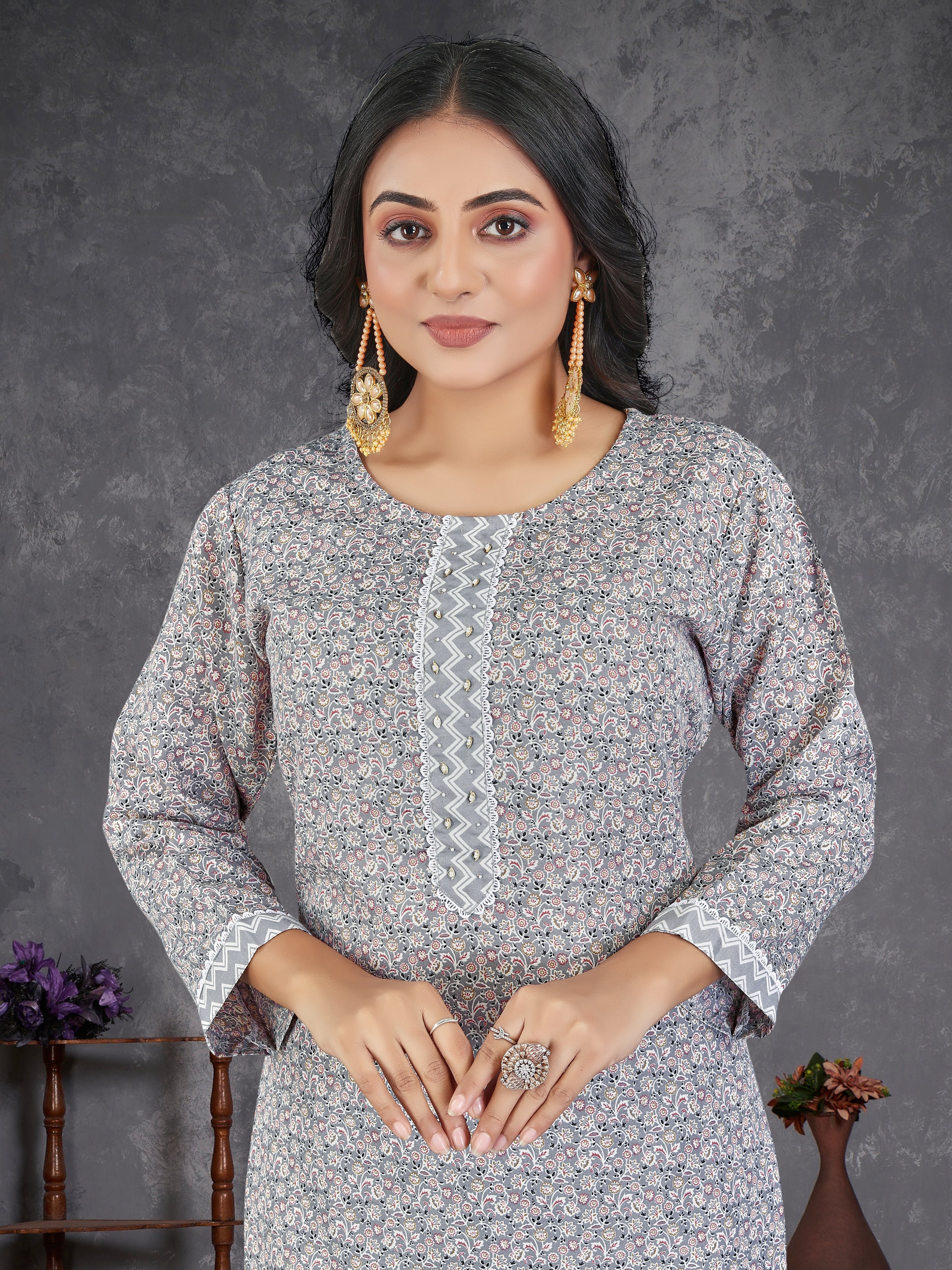 Greypure Cambric  Cotton 3 Pcs Suit