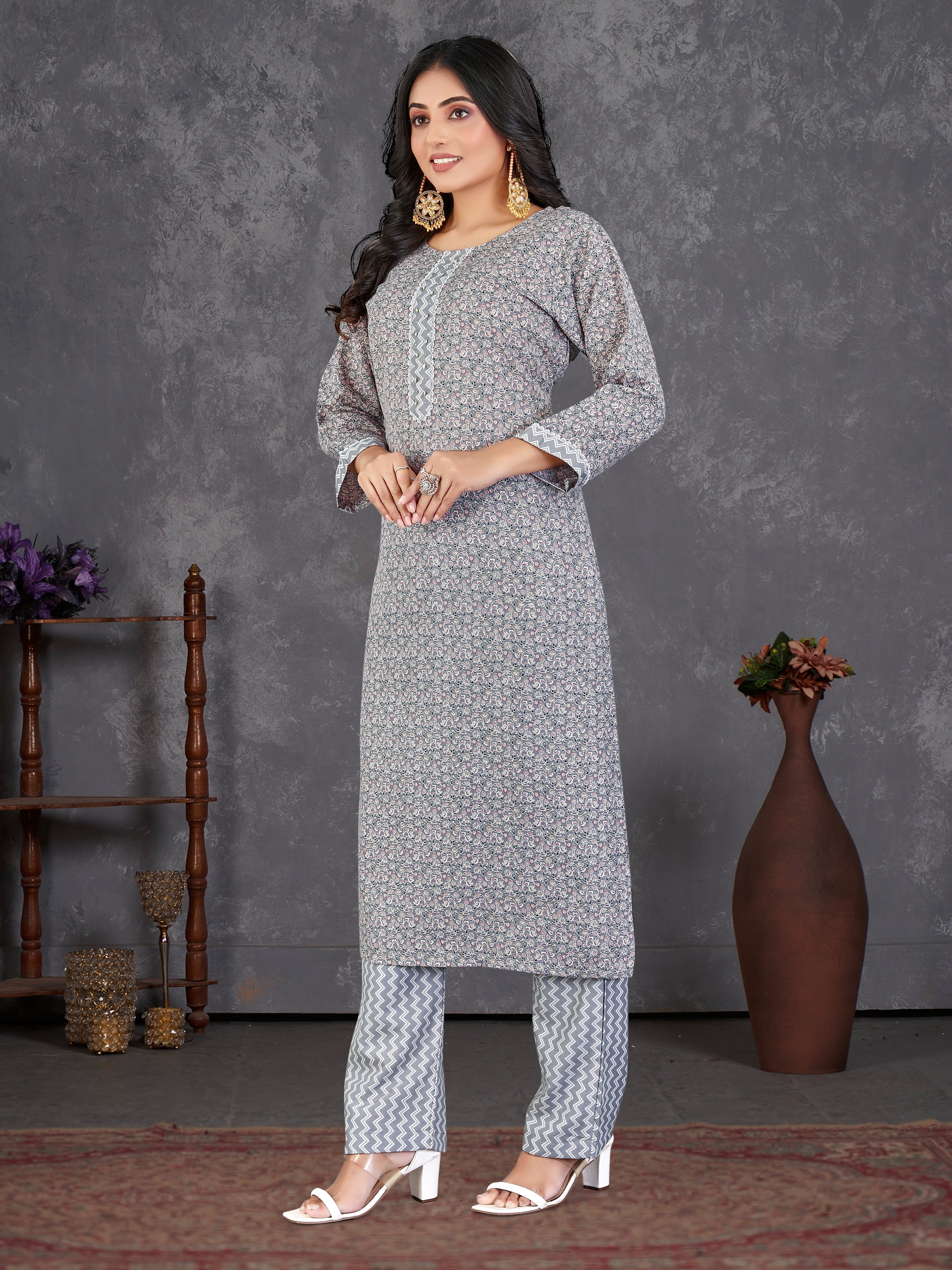 Greypure Cambric  Cotton 3 Pcs Suit