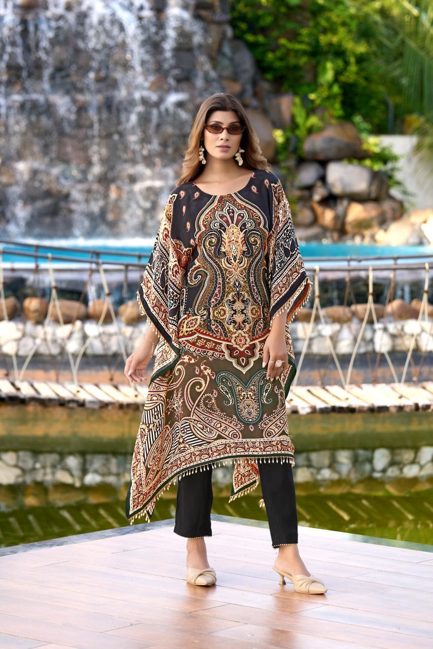 Multicolor Pure Natural Crepe Kaftans