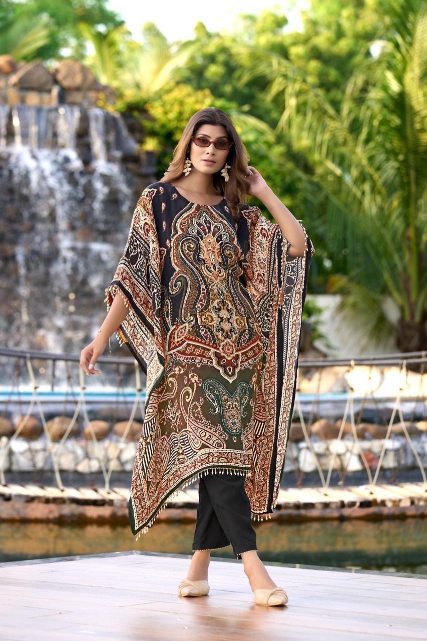 Multicolor Pure Natural Crepe Kaftans
