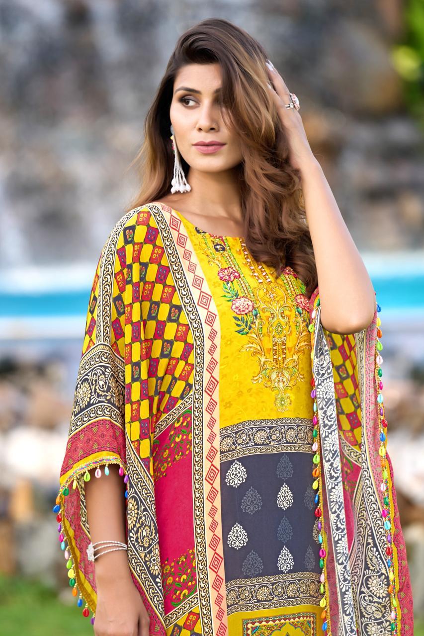 Multicolor Pure Natural Crepe Kaftans