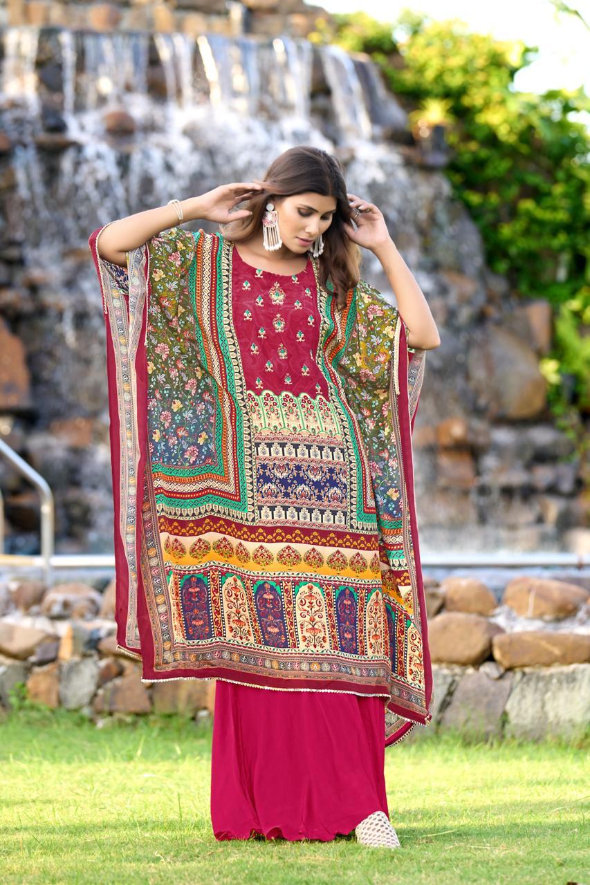 Multicolor Pure Natural Crepe Kaftans