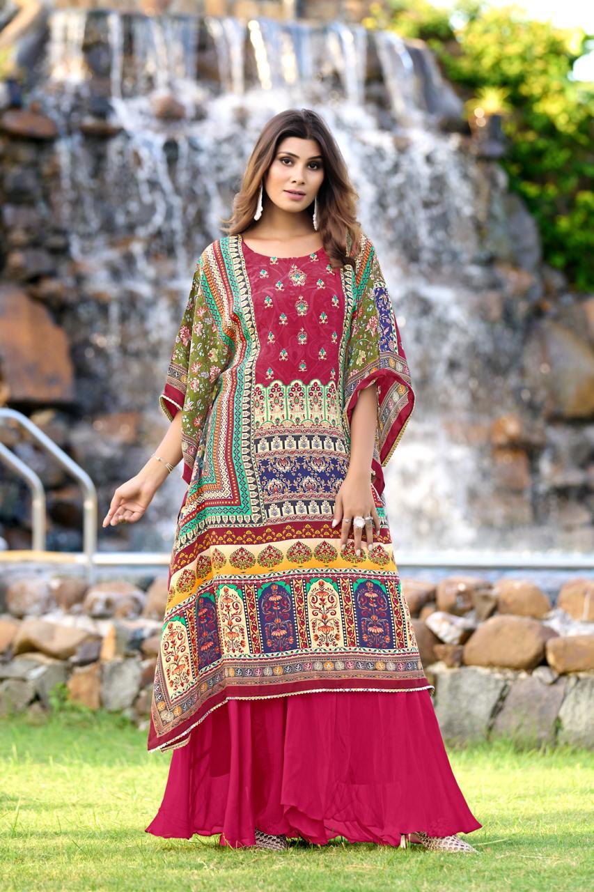 Multicolor Pure Natural Crepe Kaftans