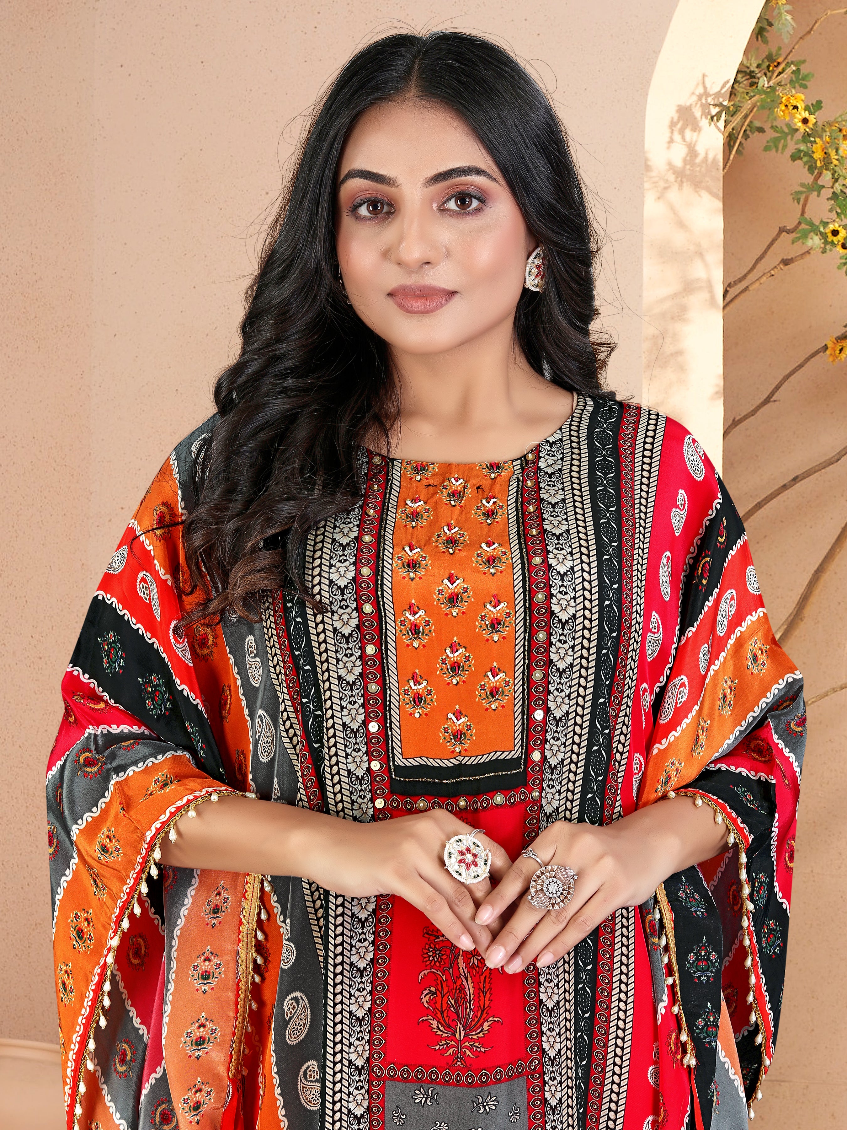 Multicolor Pure Natural Crepe Kaftans