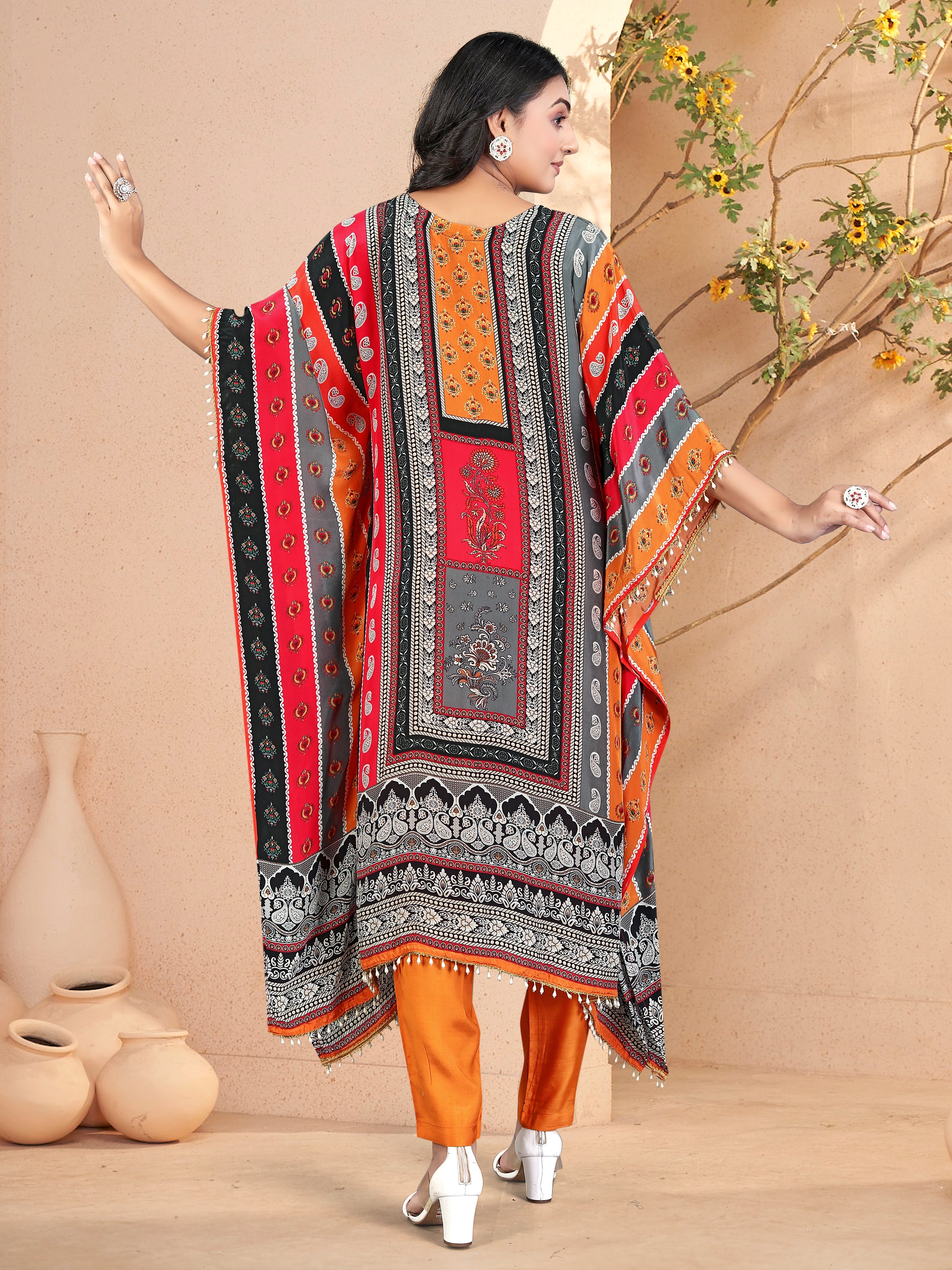 Multicolor Pure Natural Crepe Kaftans