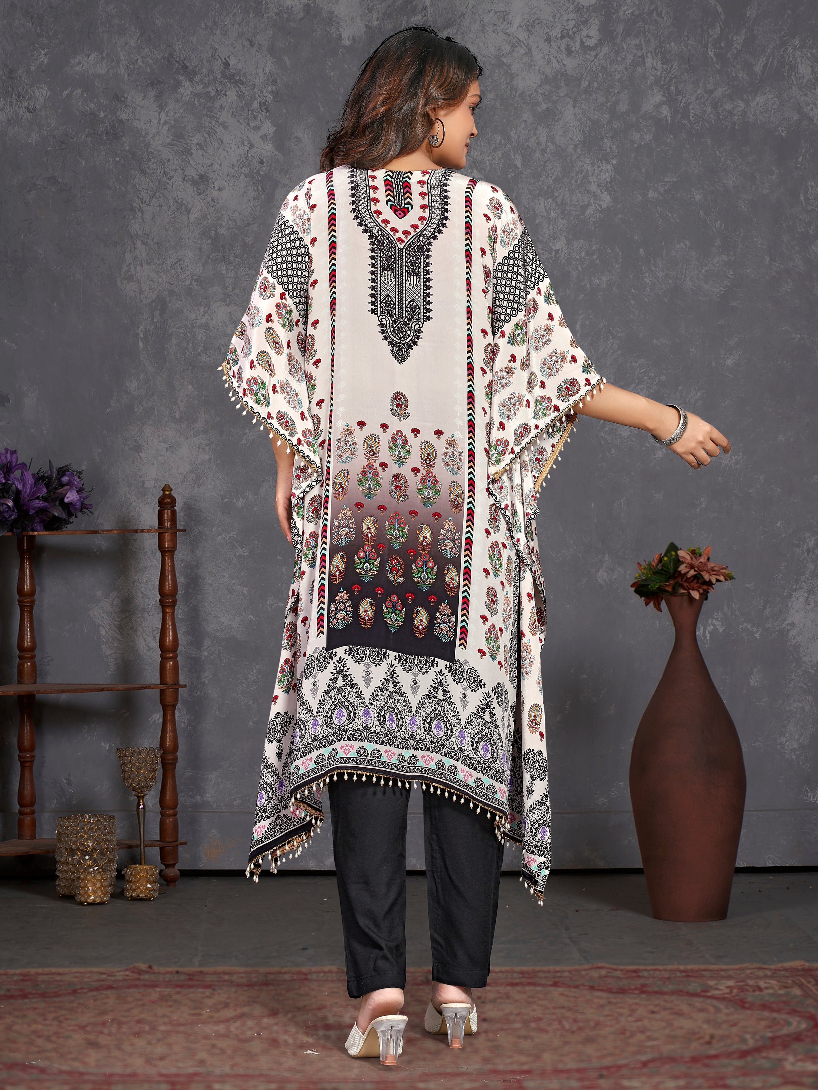 White Pure Natural Crepe Kaftans