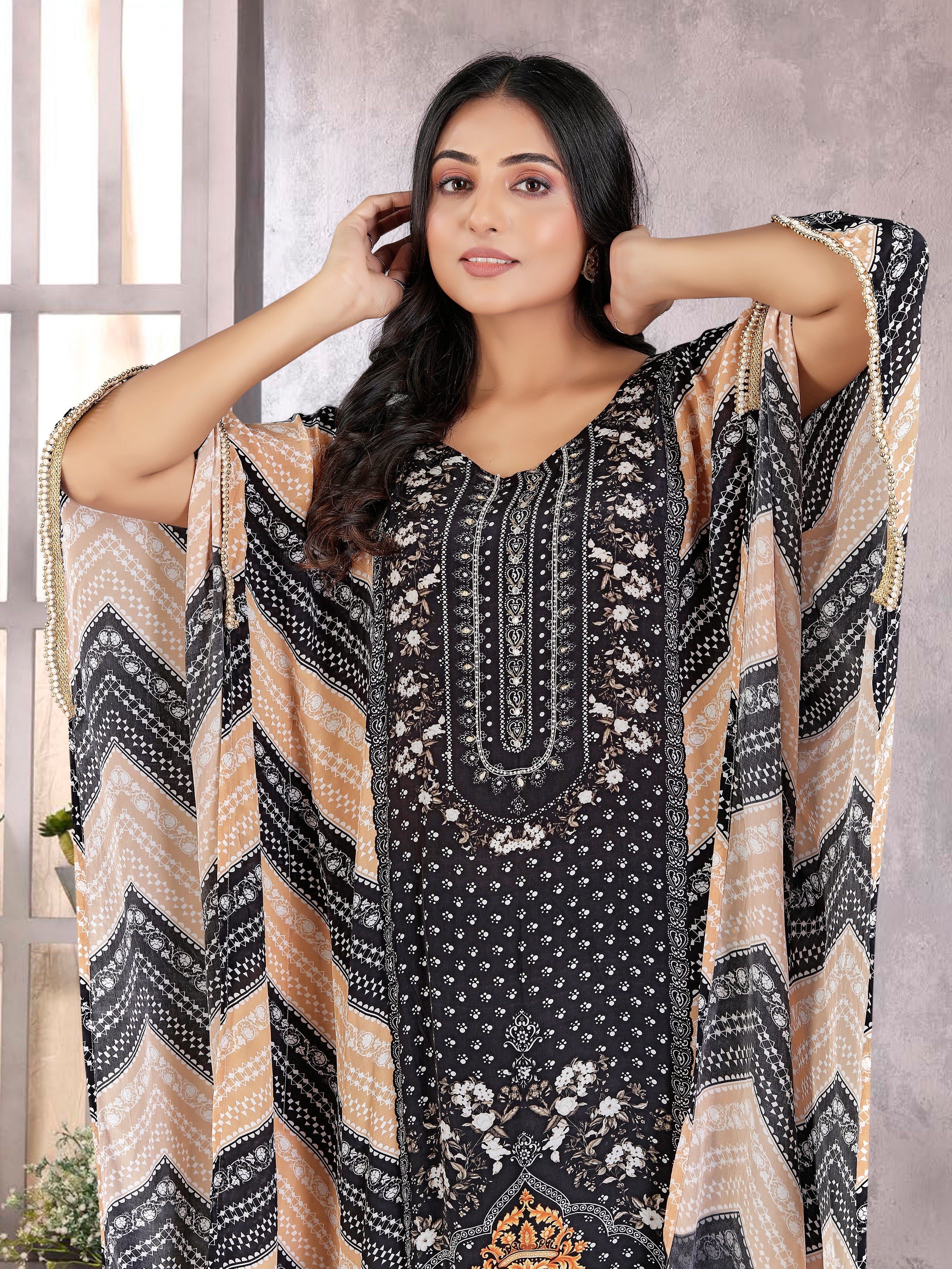 Multicolor Pure Natural Crepe Kaftans