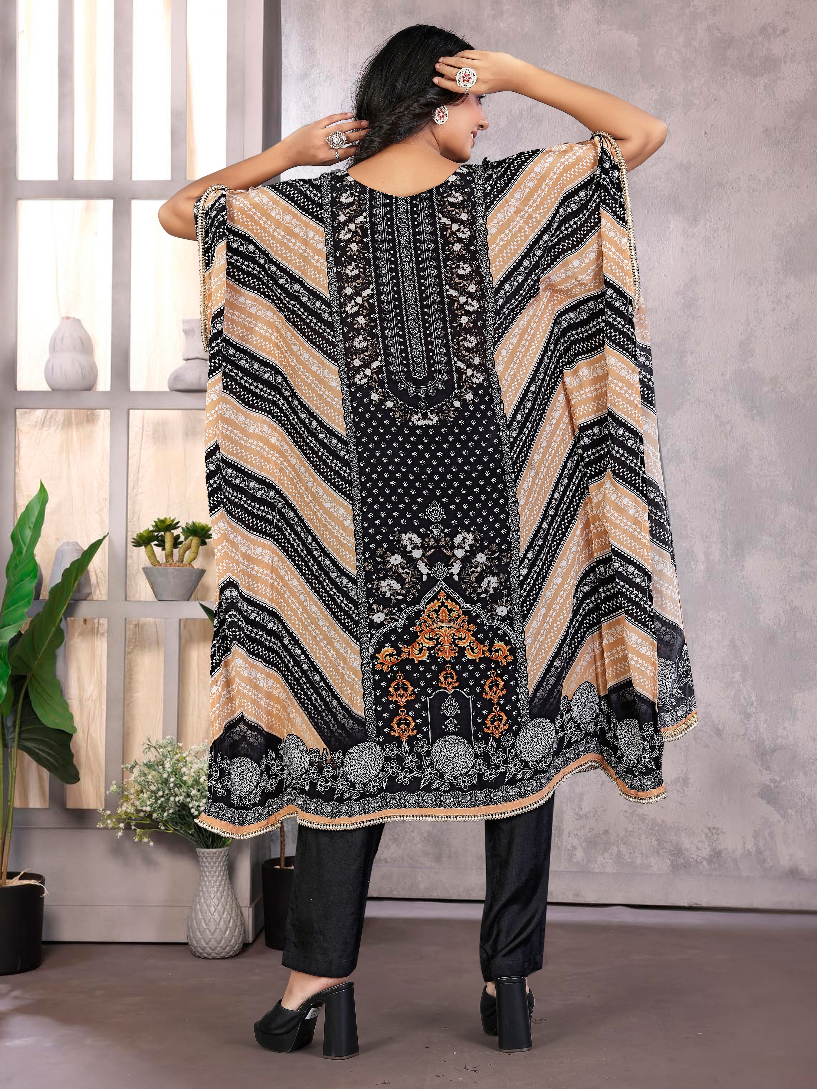 Multicolor Pure Natural Crepe Kaftans