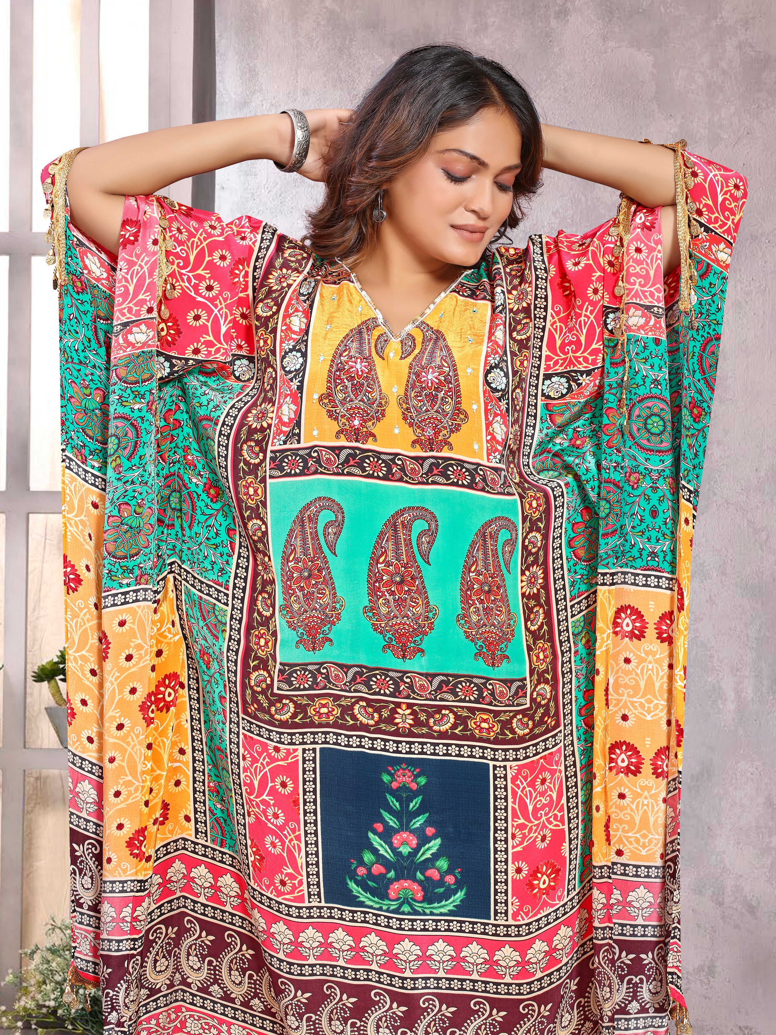 Multicolor Pure Natural Crepe Kaftans