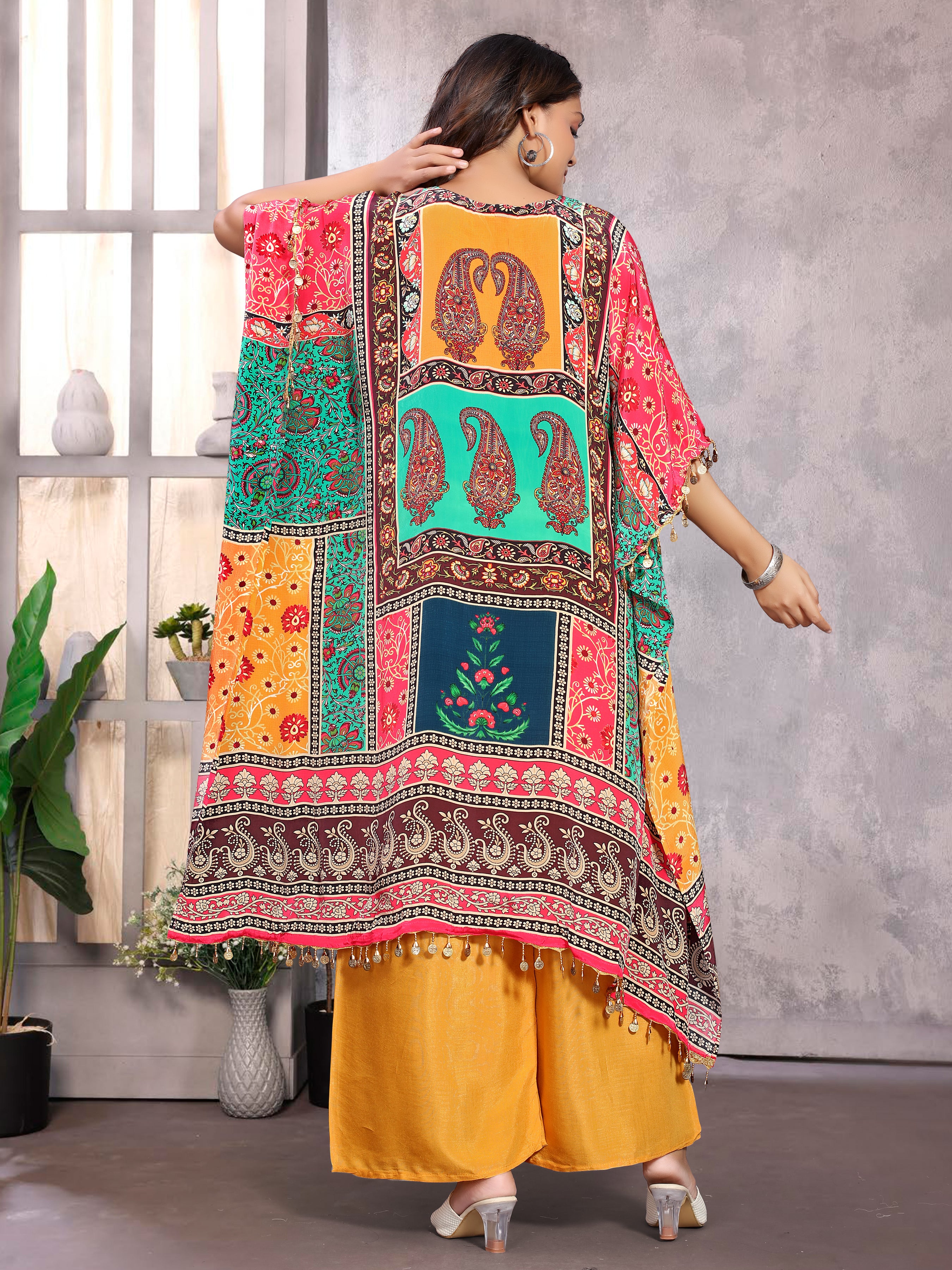 Multicolor Pure Natural Crepe Kaftans